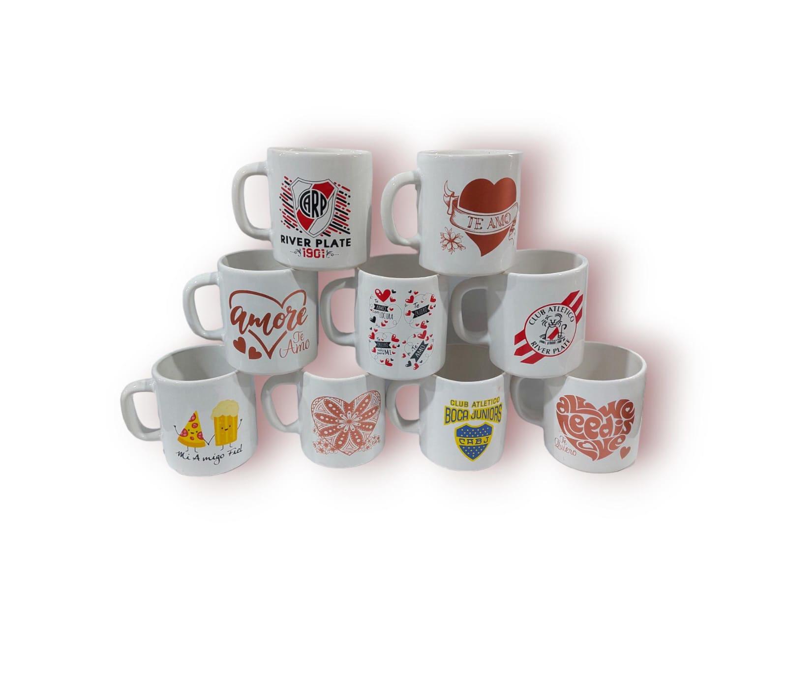 TAZA CERAMICA CON ASA ESTAMPADA 250ML