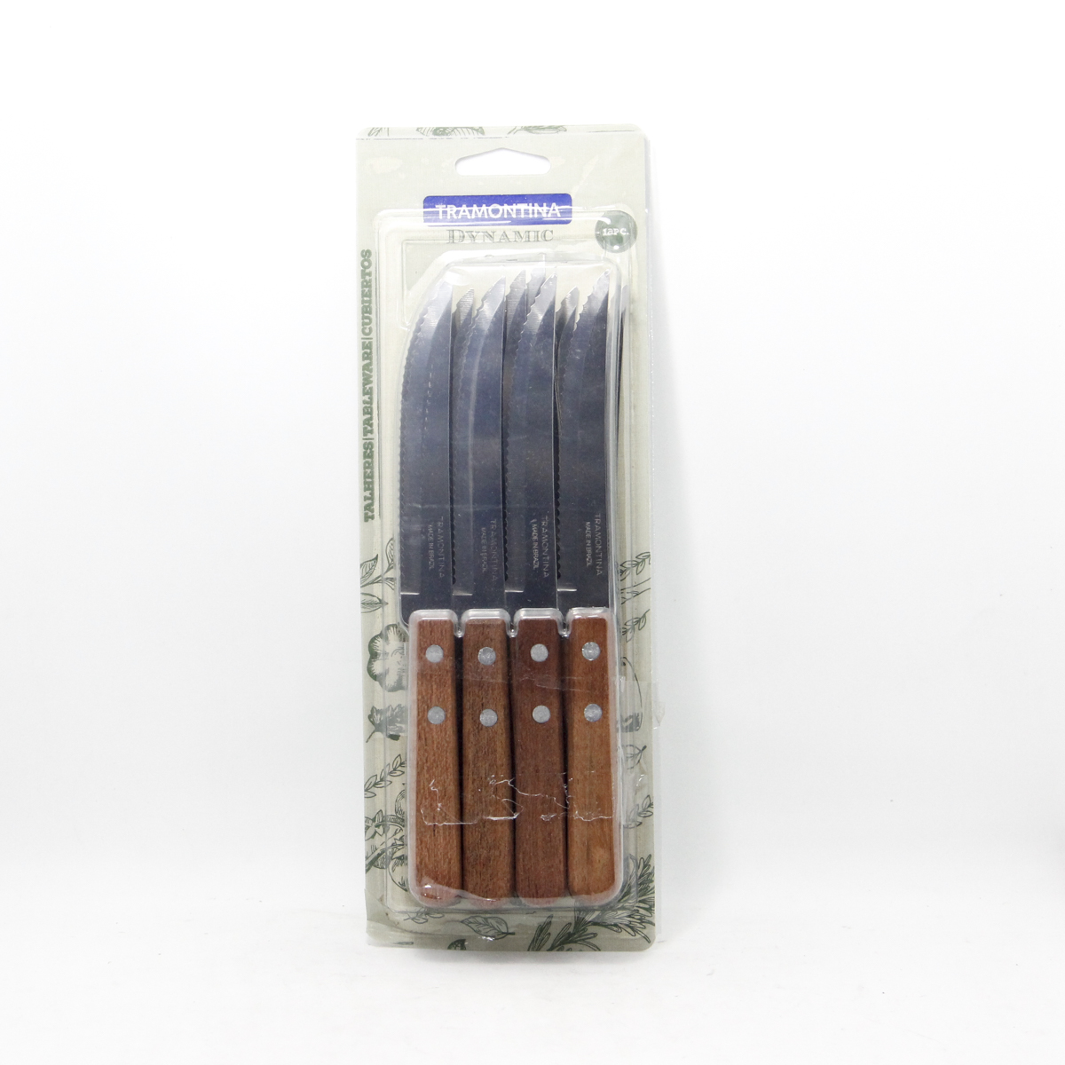 CUCHILLO TRAMONTINA X 12 UNIDADES MANGO MADERA EN BLISTER