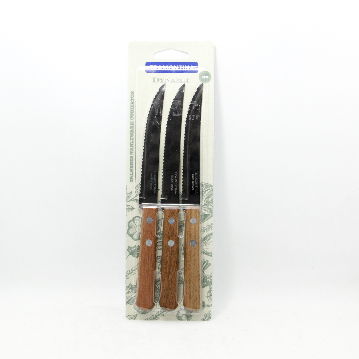 CUCHILLO TRAMONTINA X 3 UNIDADES MANGO MADERA