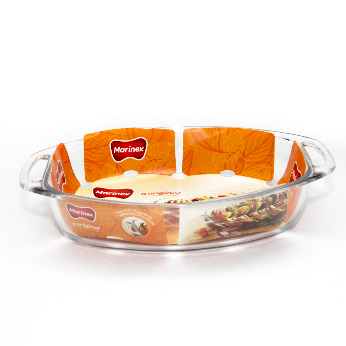 BANDEJA/FUENTE VIDRIO OVALADA CON ASAS MARINEX 3.2LTS