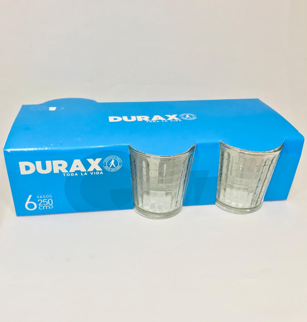 VASO VIDRIO X 6 UNIDADES DURAX TRAGO CORTO EN CAJA 250ML