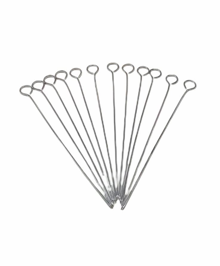 PINCHES PARA BROCHETTE ACERO INOXIDABLE X 12 UNIDADES 30CM