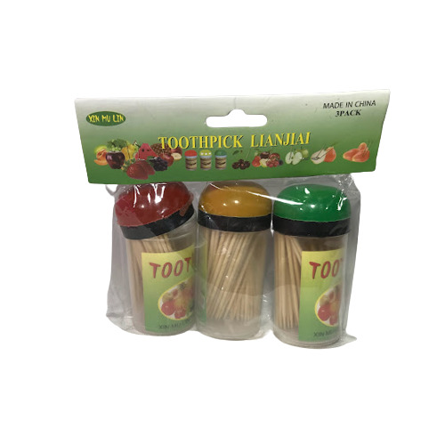 ESCARBADIENTES SET X 3 UNIDADES EN FRASQUITO PLASTICO