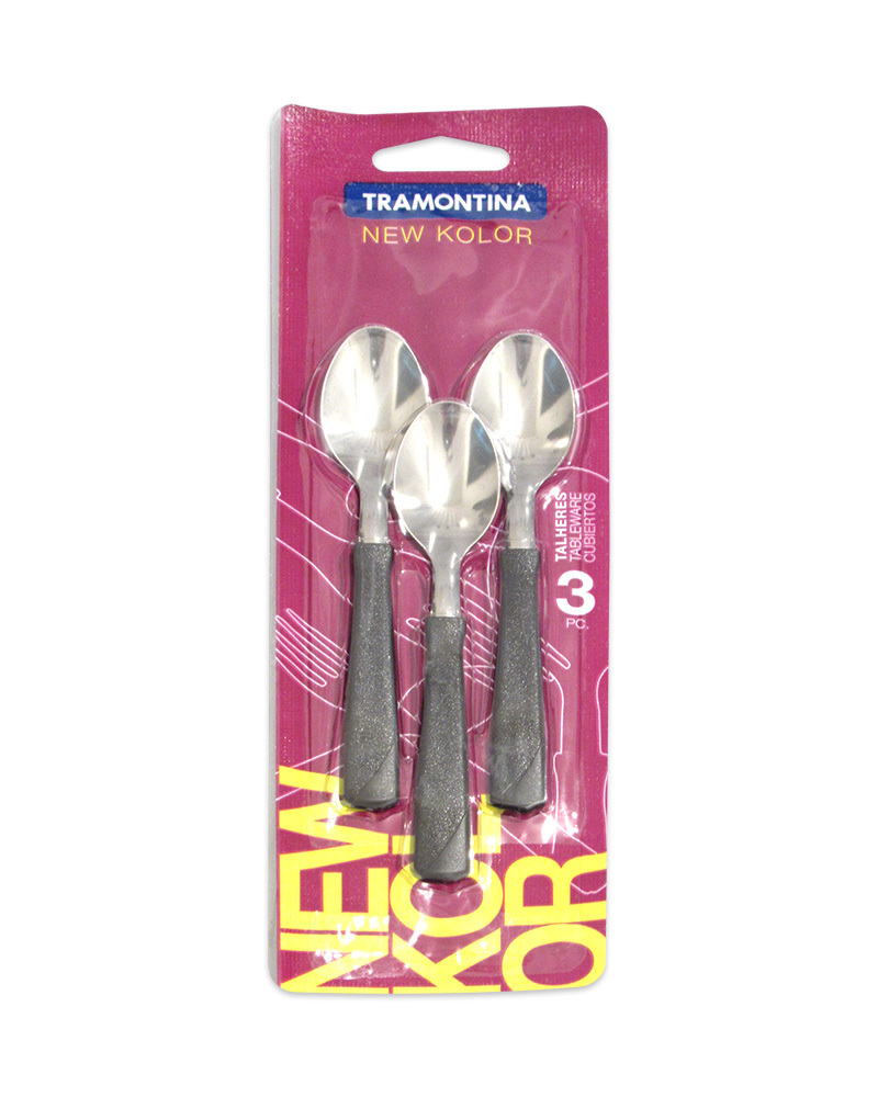 CUCHARITA TRAMONTINA X 3 UNIDADES NEGRO EN BLISTER