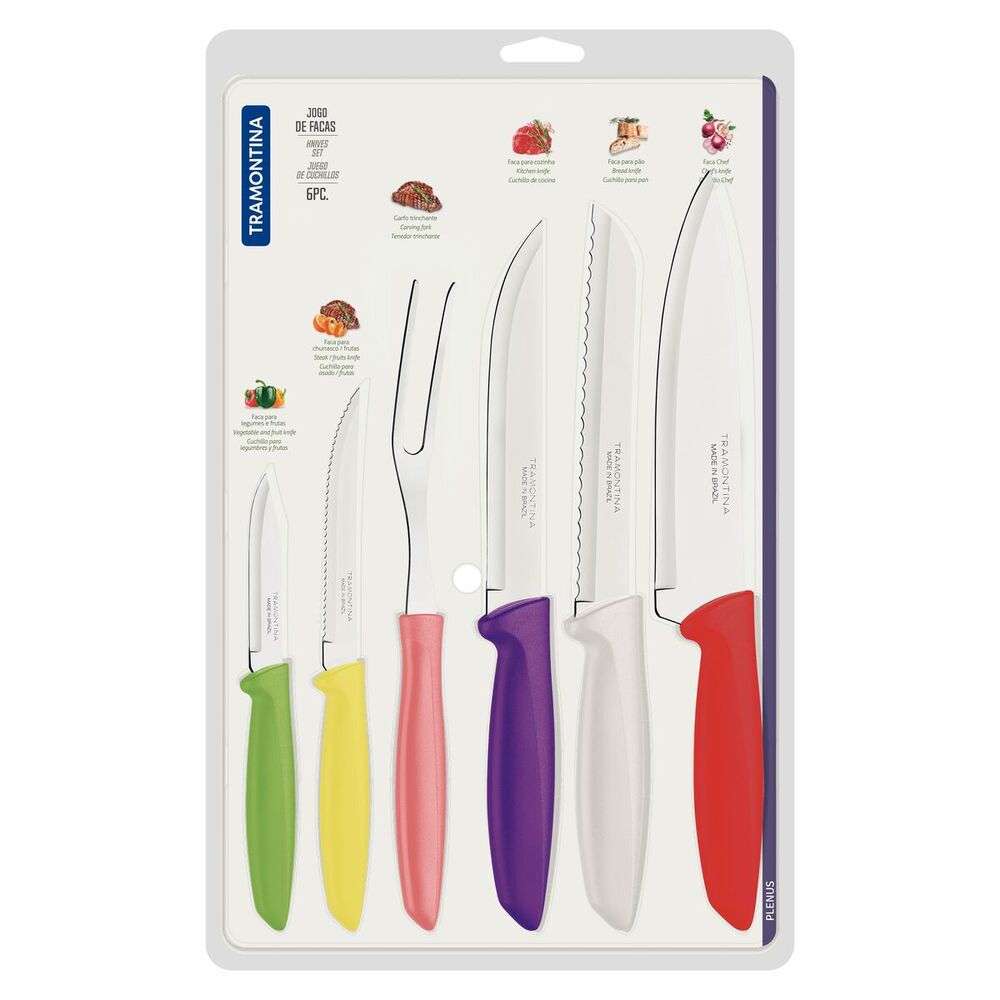 CUCHILLO TRAMONTINA SET X 6 PIEZAS EN BLISTER
