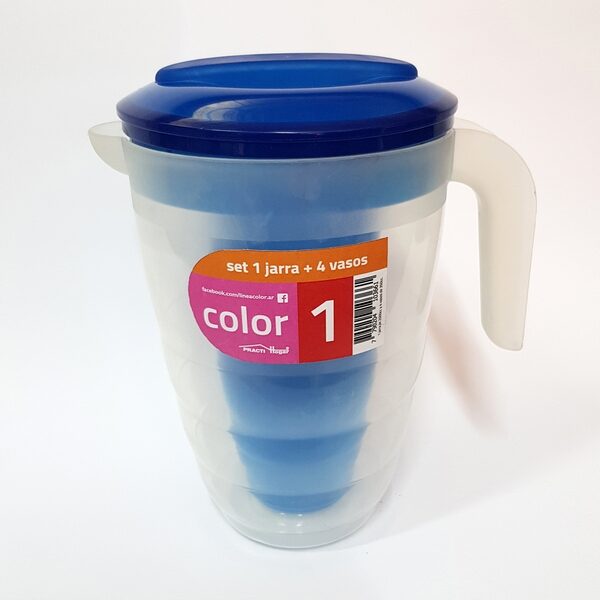 JARRA PLASTICA 2LTS CON 4 VASOS 