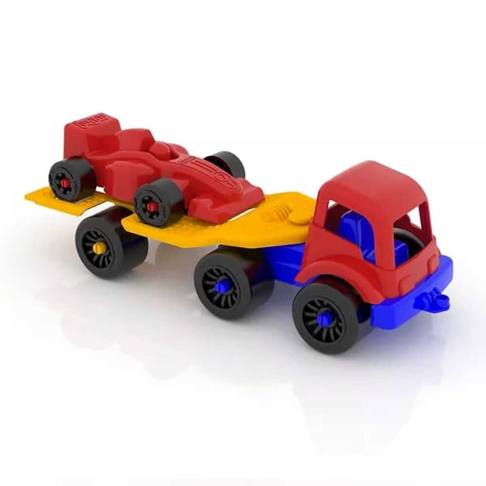 CAMION DE CARGA +AUTO FORMULA 1 PLASTICO 20CM