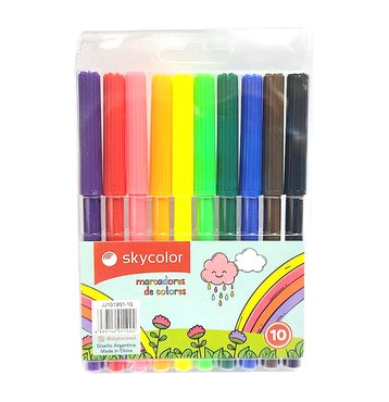 FIBRAS DE COLORES SURTIDOS X 10 UNIDADES SKYCOLOR