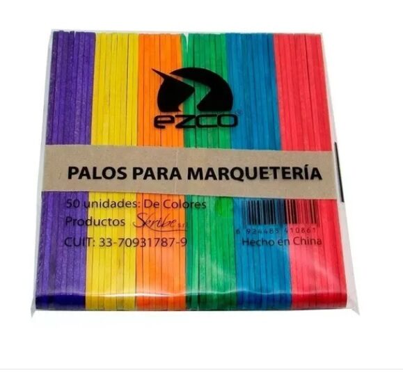 PALITOS MADERA PARA HELADO MULTICOLOR X 50 UNIDADES
