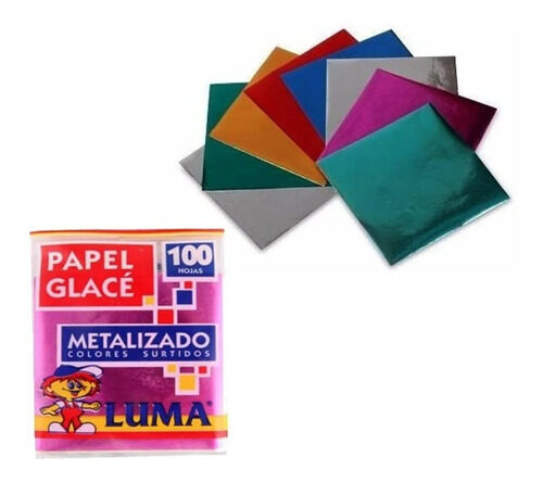 PAPEL GLASE METALIZADO X 100 UNIDADES LUMA