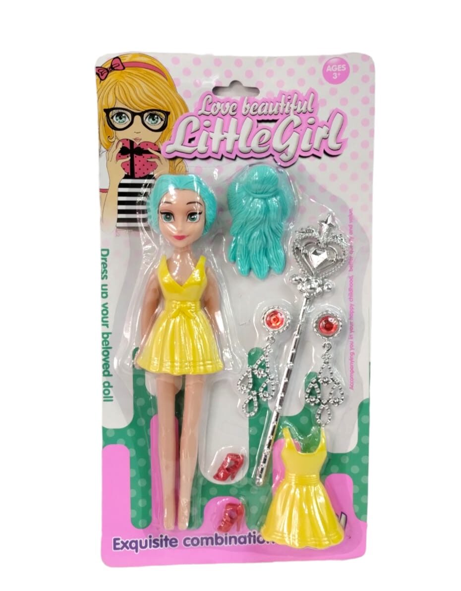 MUÑECA PLASTICA CON ACCESORIOS EN BLISTER