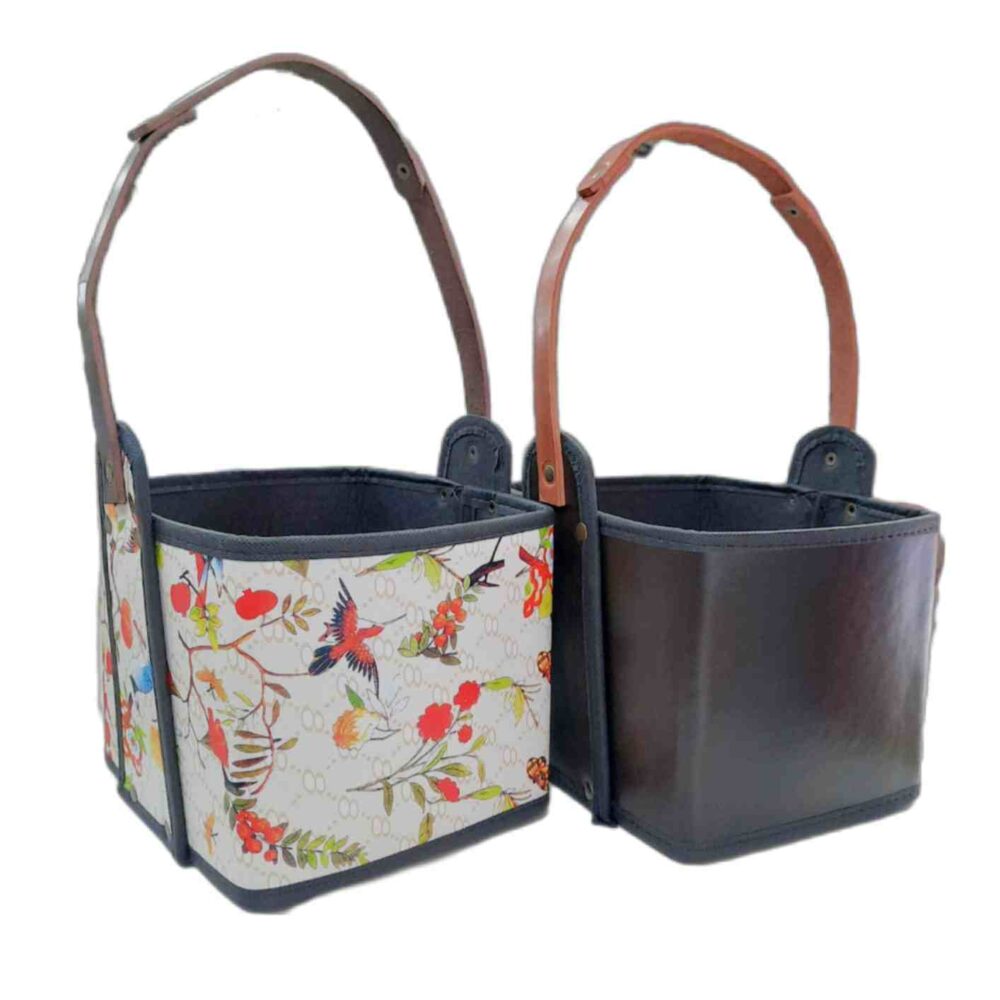 BOLSO MATERO ESTILO CANASTA CUADRADO CUERINA