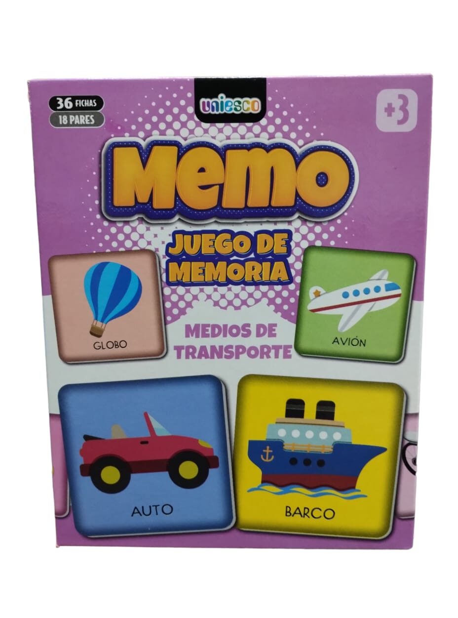 JUEGO DE MEMORIA MOTIVO TRANSPORTE EN CAJA