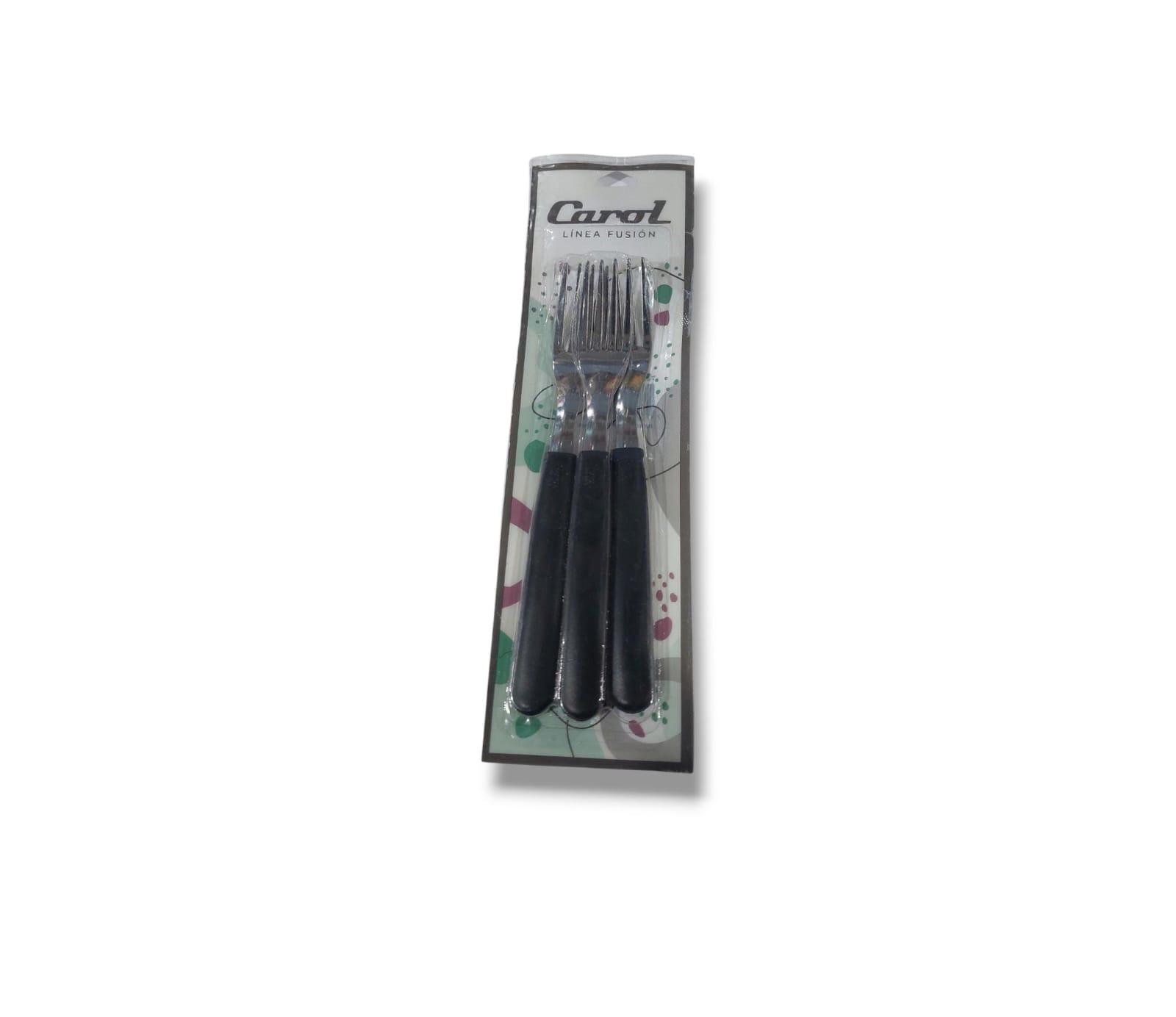 TENEDOR CAROL X 3 UNIDADES COLOR NEGRO