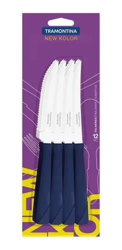 CUCHILLO TRAMONTINA X 12 UNIDADES AZUL EN BLISTER