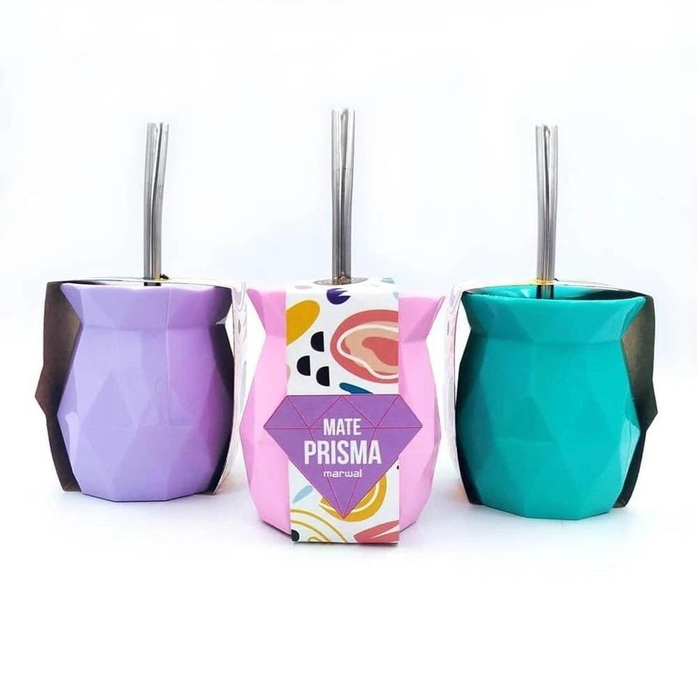 MATE PLASTICO CON BOMBILLA ACERO INOXIDABLE