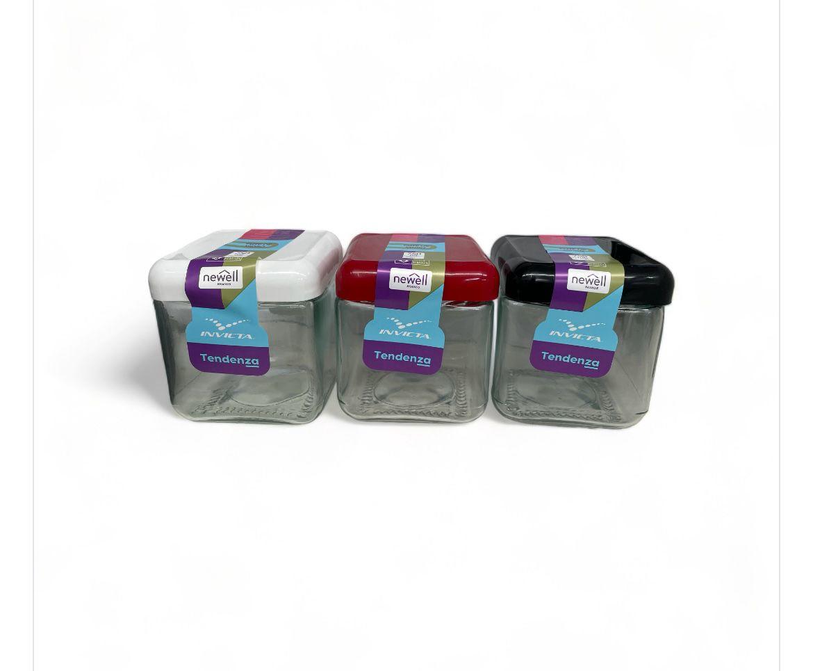FRASCO VIDRIO CUADRADO 0.75LTS TAPA NEGRA/BLANCA/ROJA 