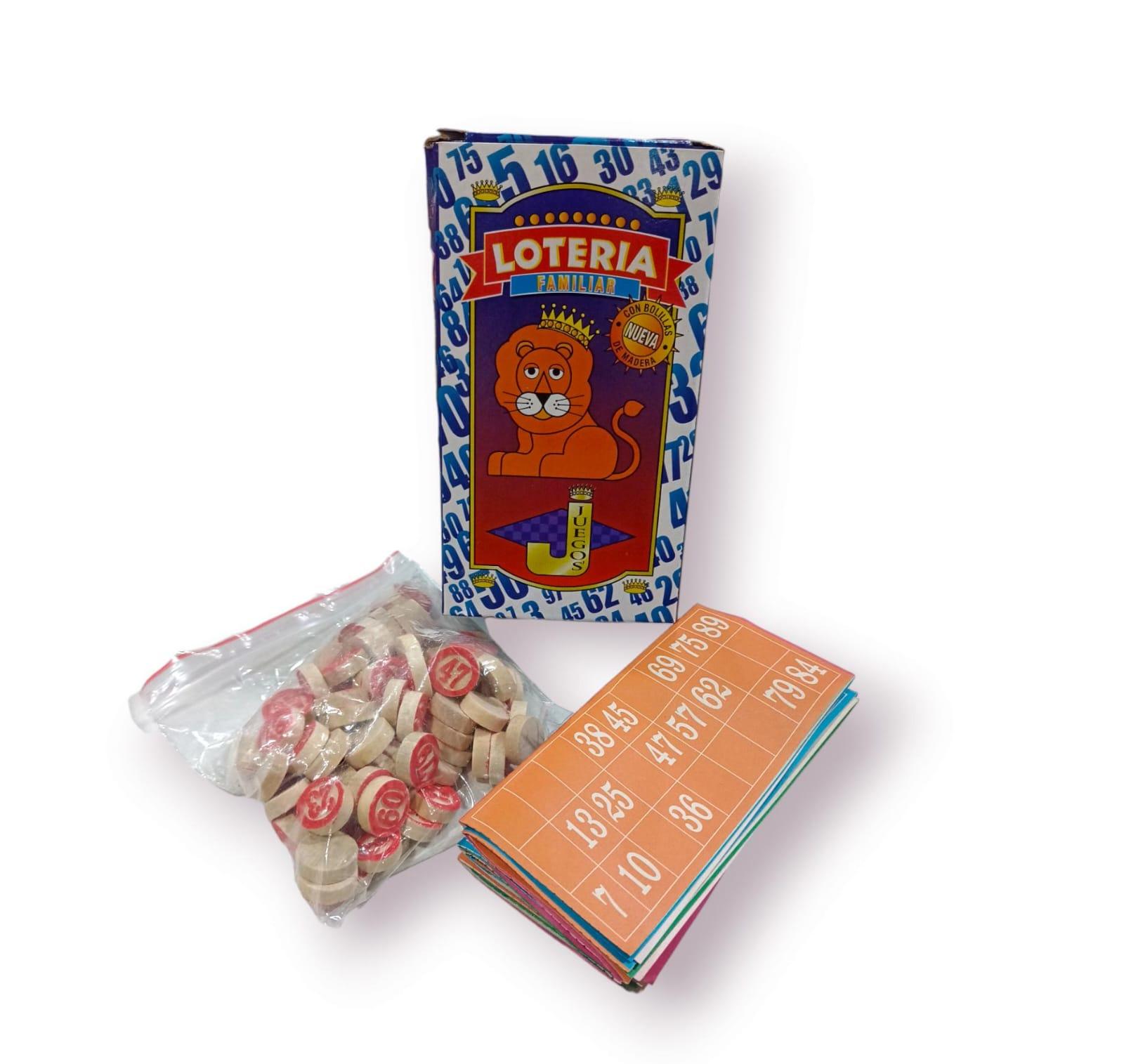 JUEGO DE LOTERIA X 48 CARTONES CON BOLILLA MADERA 