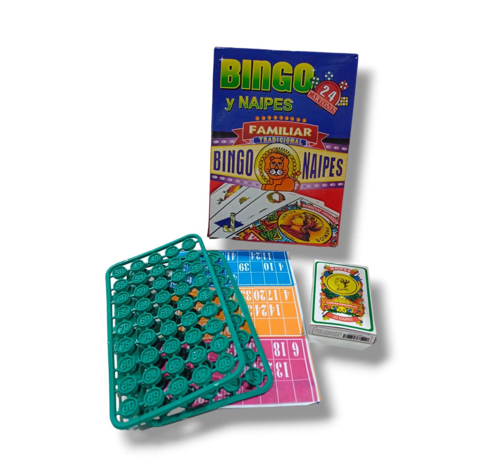 JUEGO DE BINGO PLASTICO + NAIPES ESPAÑOLES 2 JUEGOS EN 1