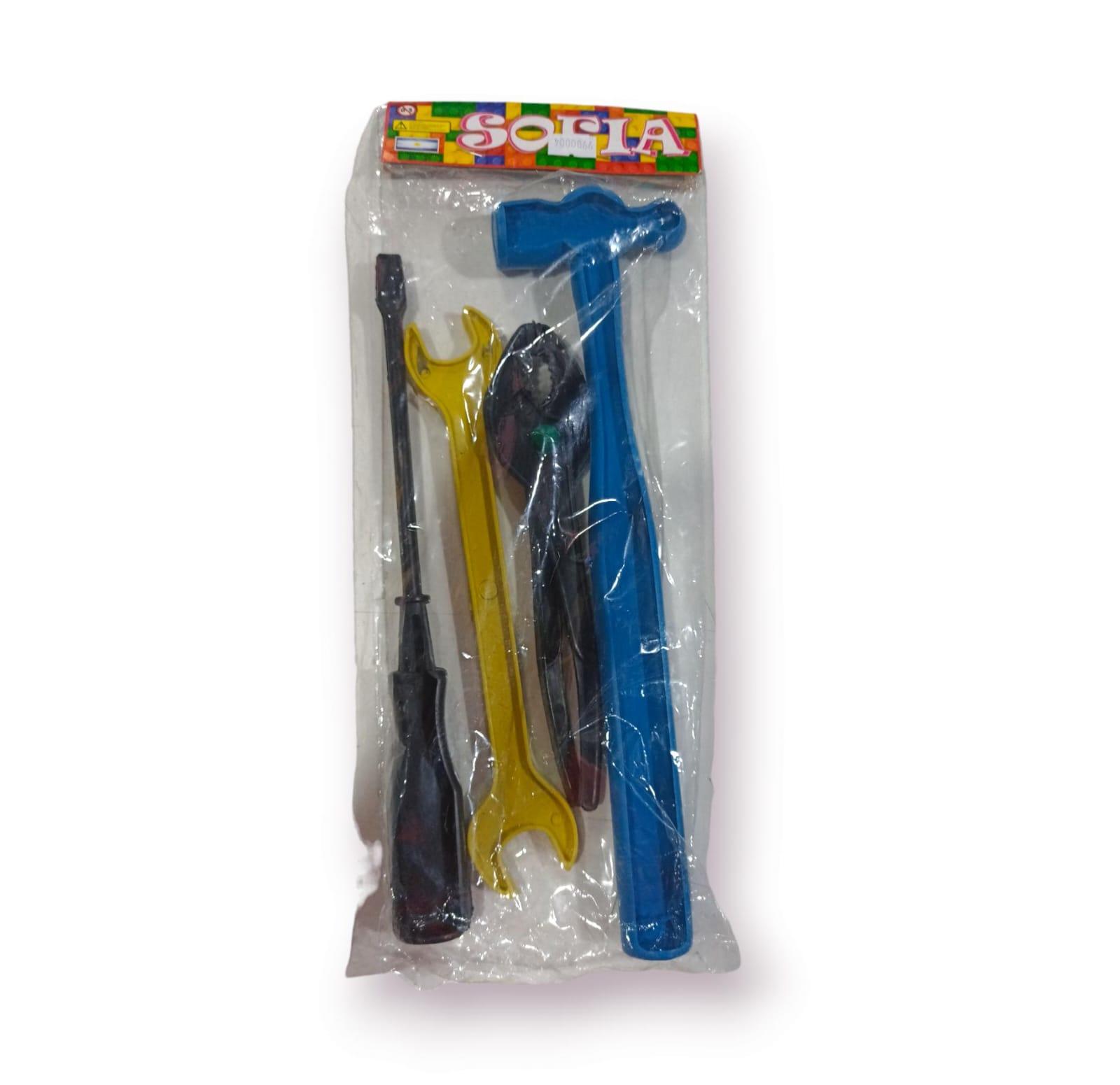 HERRAMIENTAS X 4 UNIDADES PLASTICO LINEA ECONOMICA