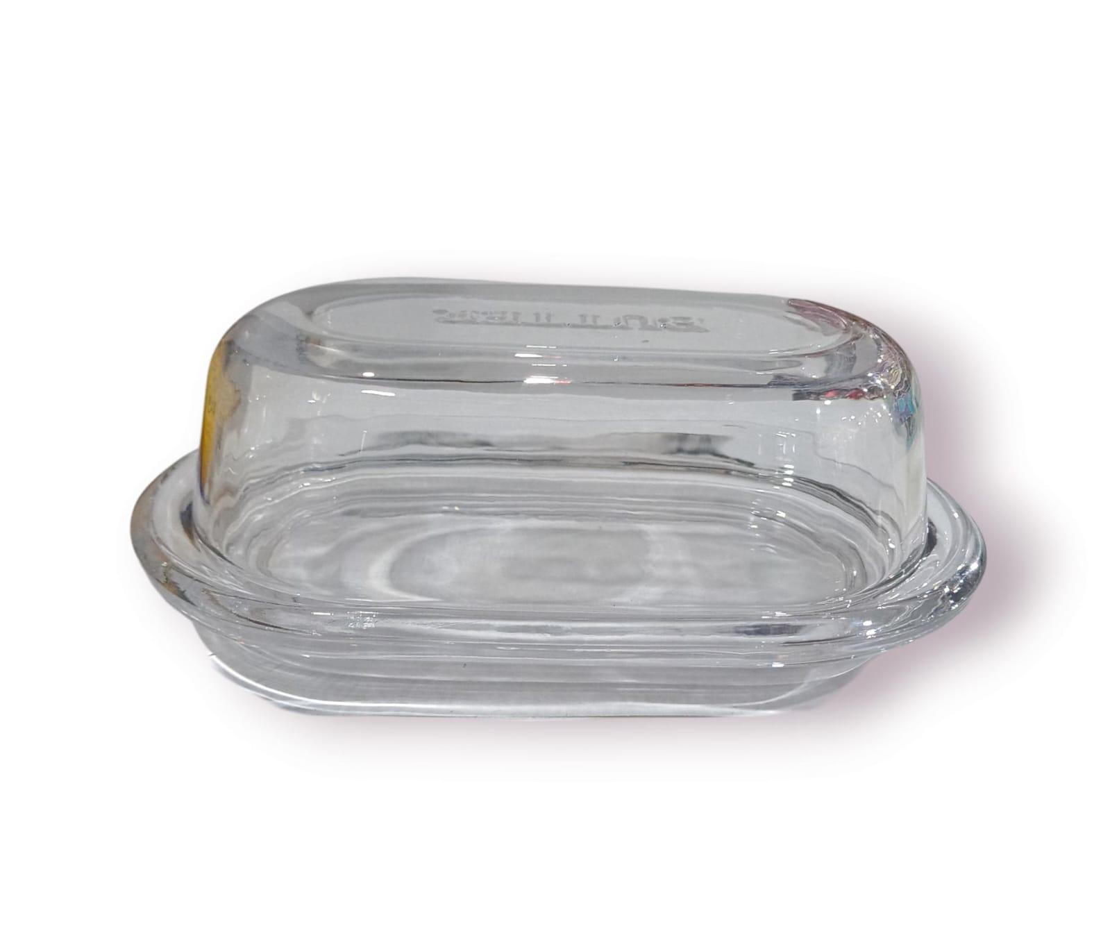 MANTEQUERA VIDRIO CON TAPA 19CM