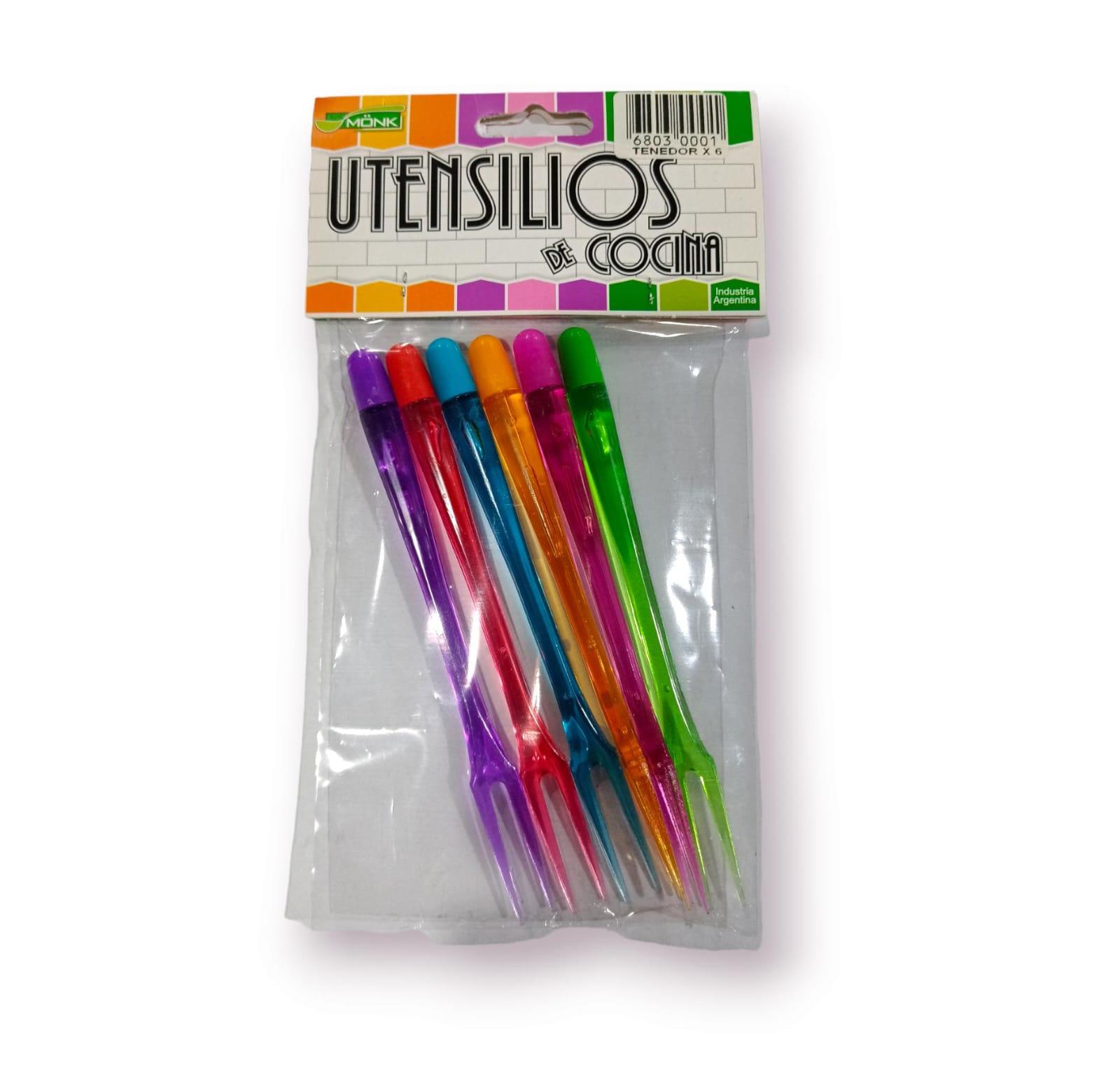 PINCHE/TENEDOR ACRILICO X 6 UNIDADES 