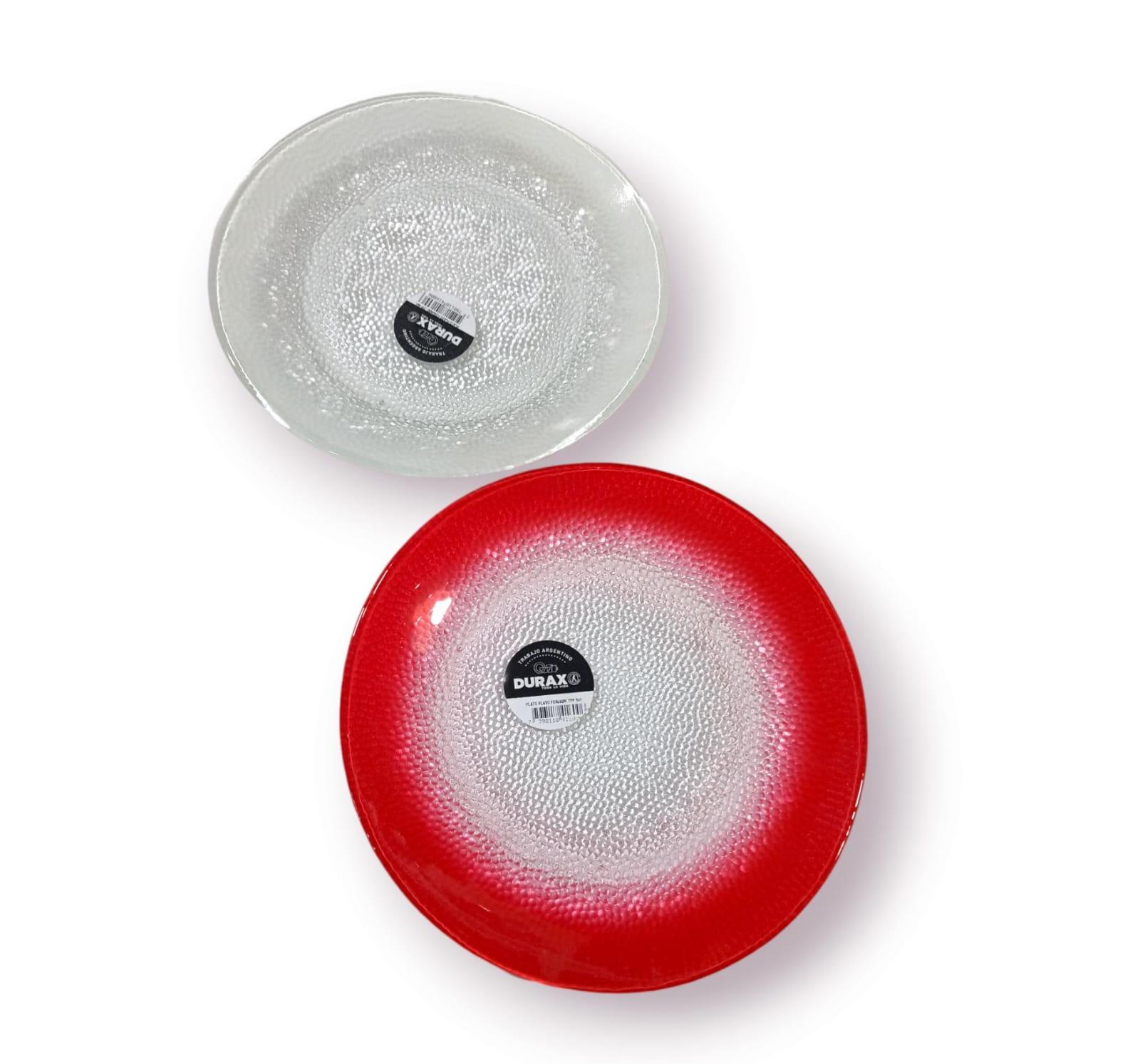 PLATO VIDRIO PLAYO FORJADO DURAX VARIOS COLORES 22CM