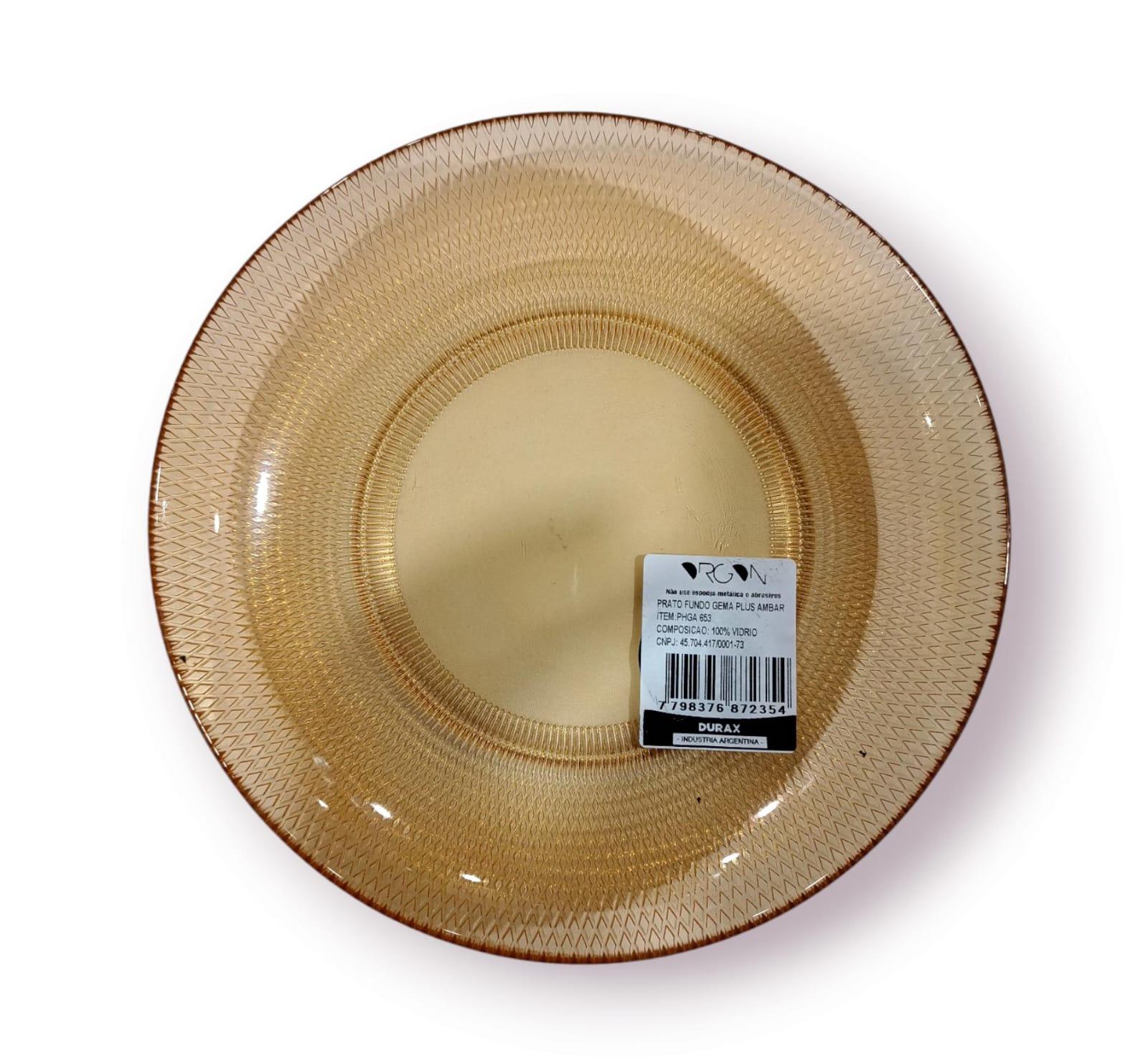 PLATO HONDO GEMA PLUS AMBAR DURAX 22CM