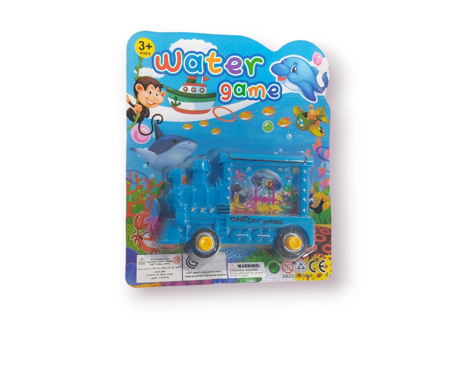 JUEGO DE AGUA CON FORMA DE TREN EN BLISTER 13CM