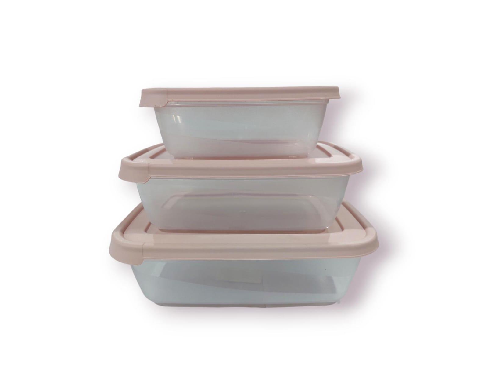 TUPPER HERMETICOS RECTANGULAR SET X 3 UNIDADES 600/1200/2000ML