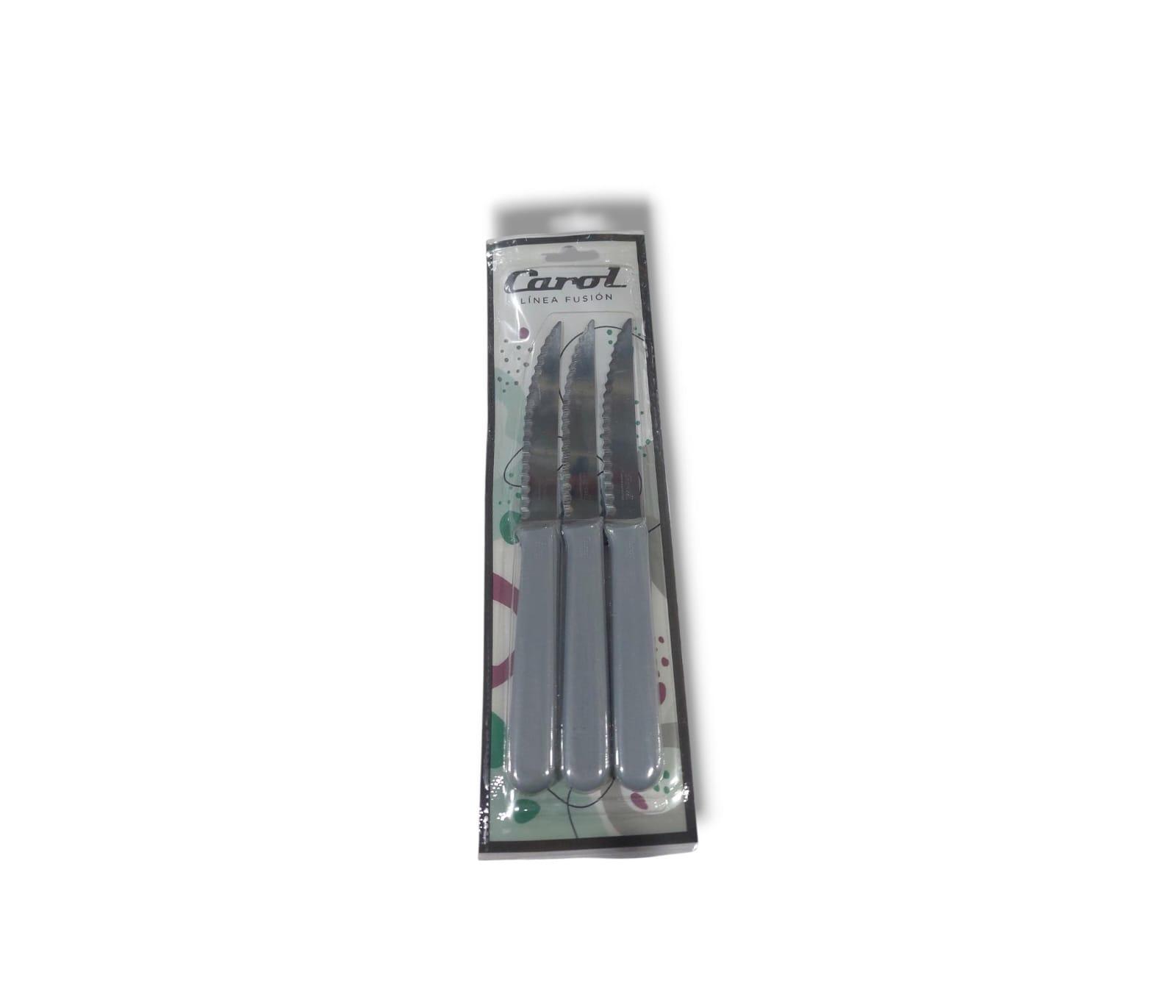 CUCHILLO CAROL X 3 UNIDADES COLOR GRIS