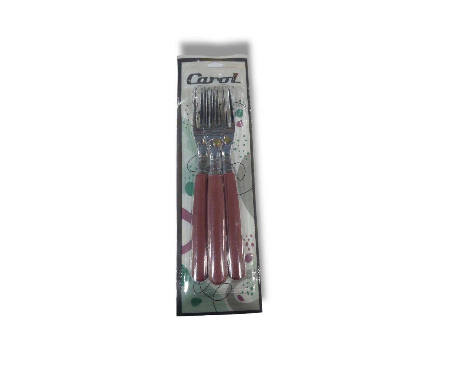 TENEDOR CAROL X 3 UNIDADES COLOR BORDO