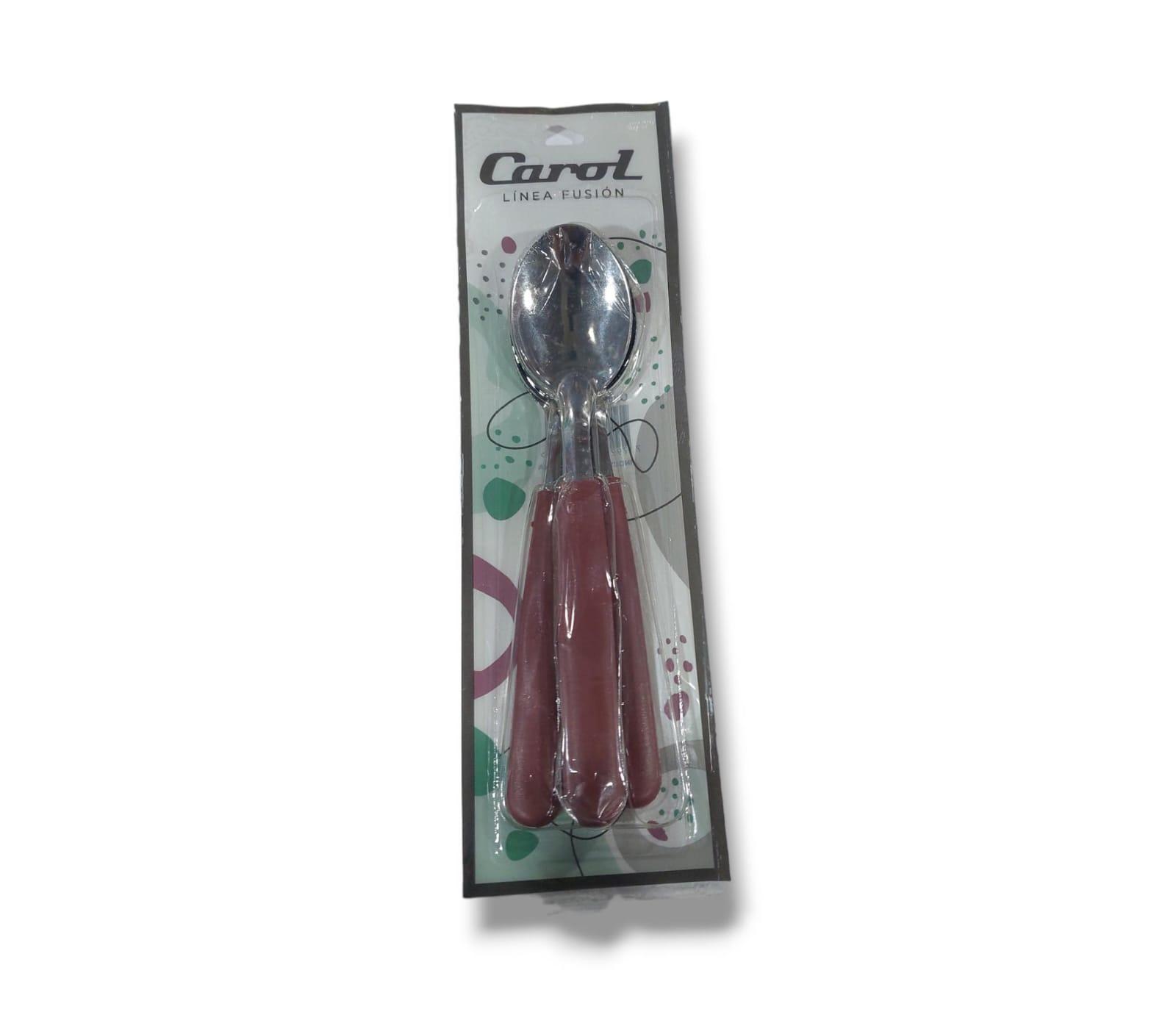 CUCHARA CAROL X 3 UNIDADES COLOR BORDO