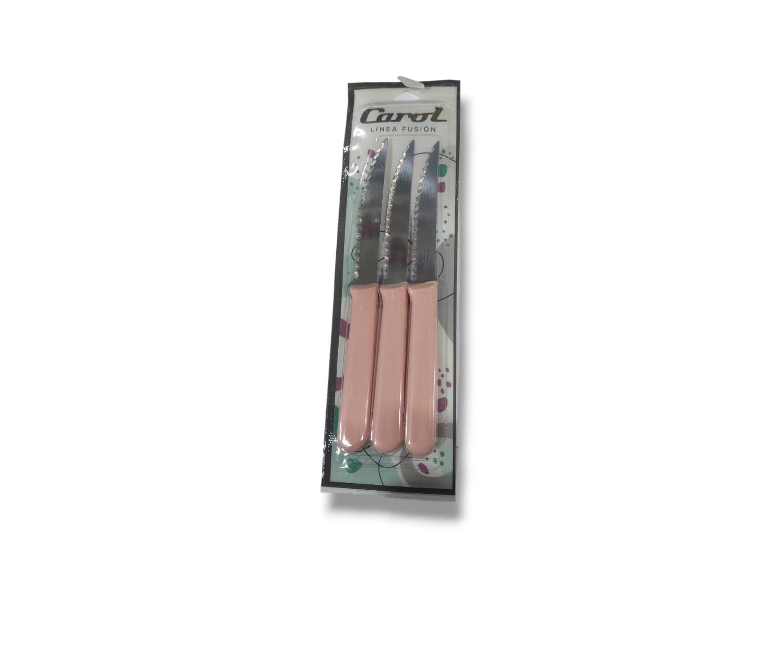 CUCHILLO CAROL X 3 UNIDADES COLOR ROSA