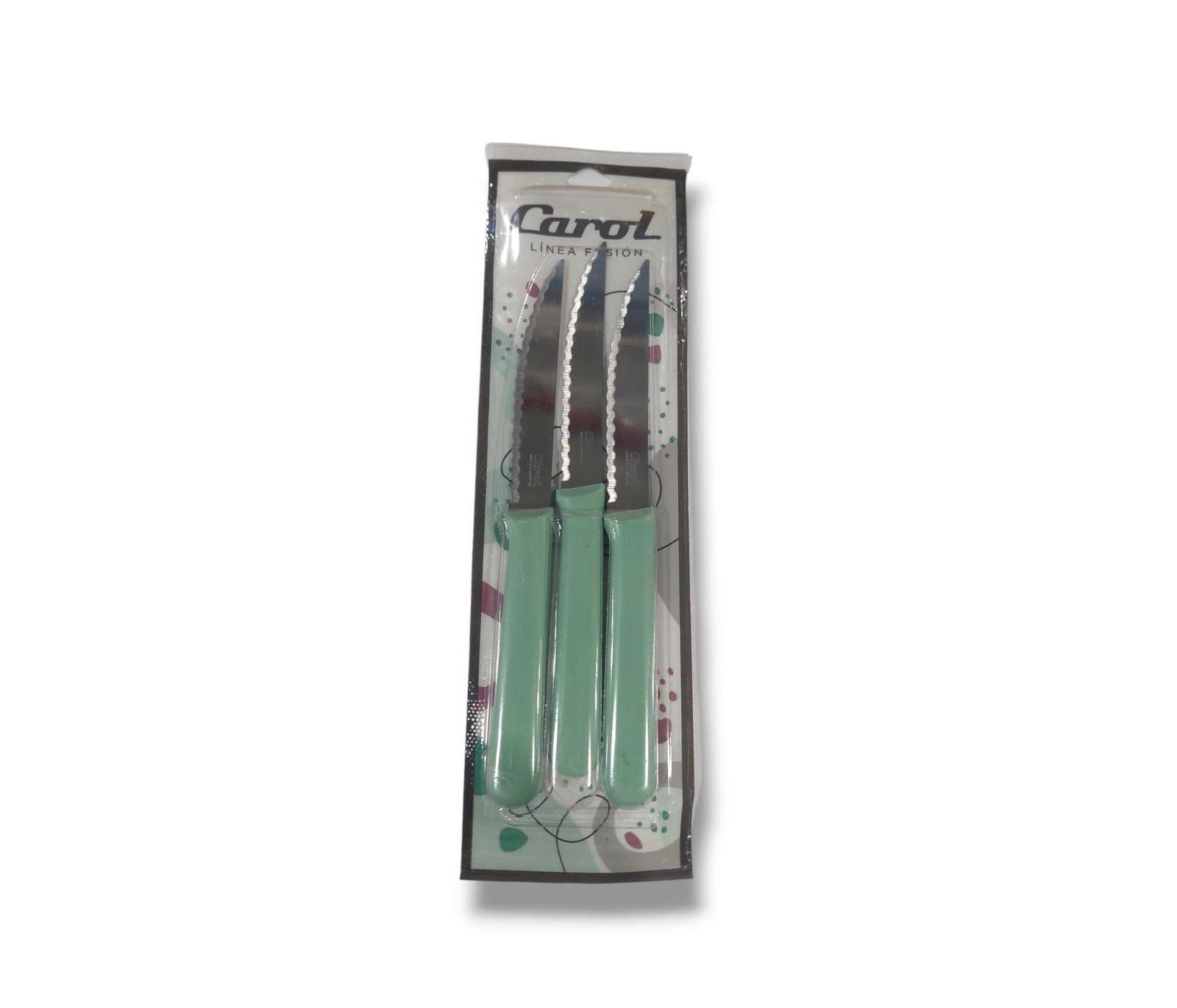 CUCHILLO CAROL X 3 UNIDADES COLOR VERDE
