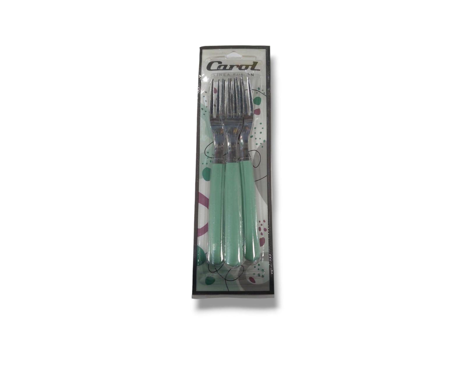 TENEDOR CAROL X 3 UNIDADES COLOR VERDE