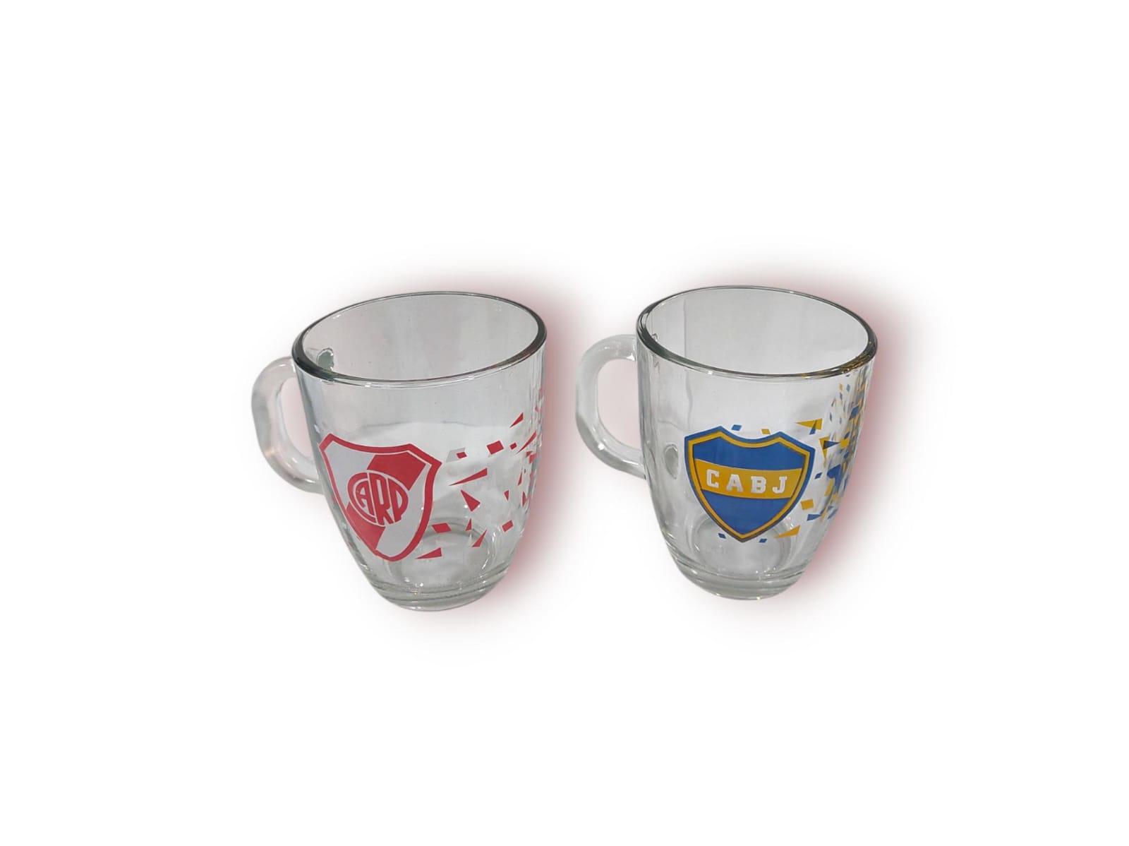 TAZA VIDRIO ESTAMPADA BOCA/RIVER 