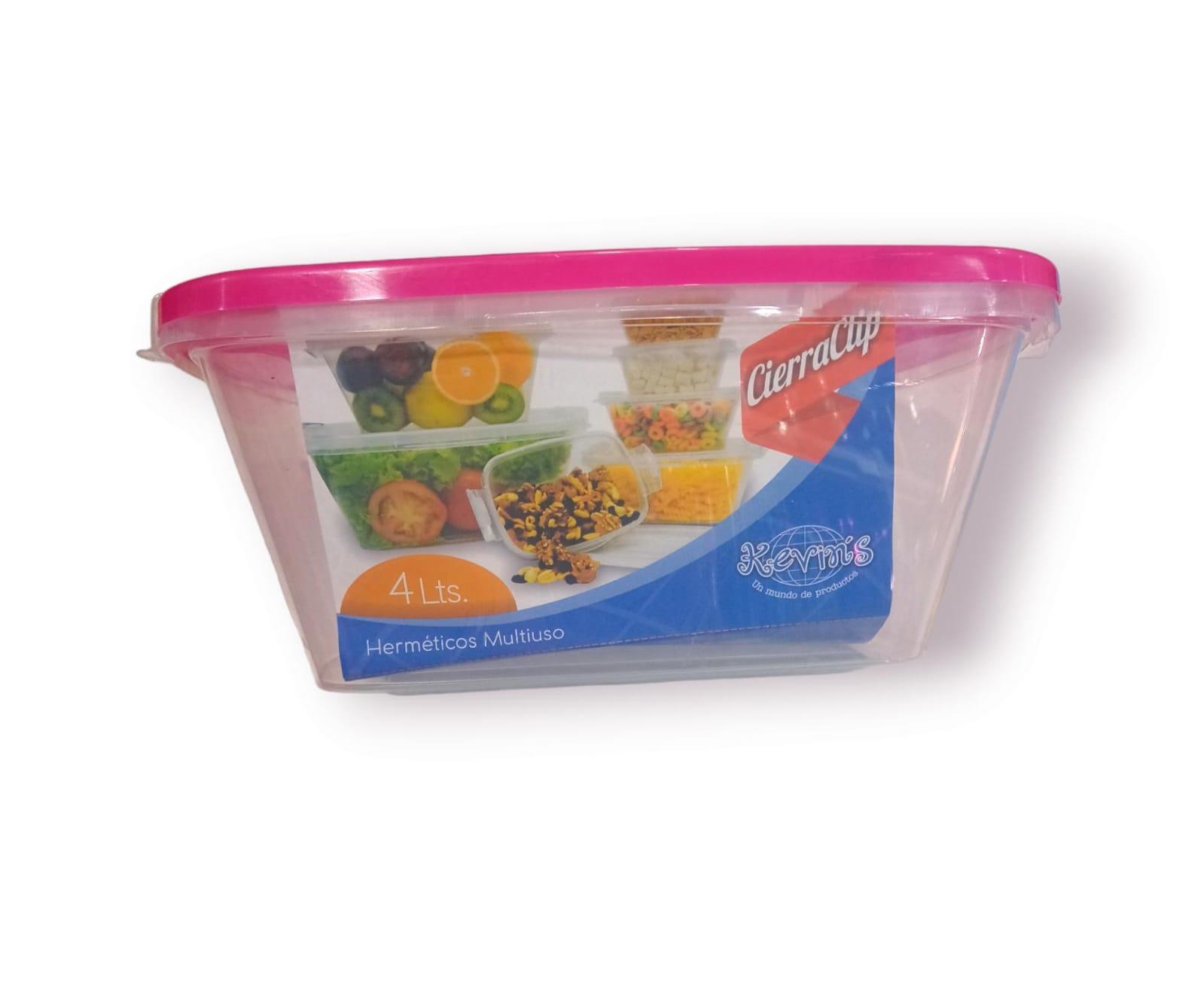 TUPPER HERMETICO RECTANGULAR  CIERRACLIP PLASTICO 4 LTS 
