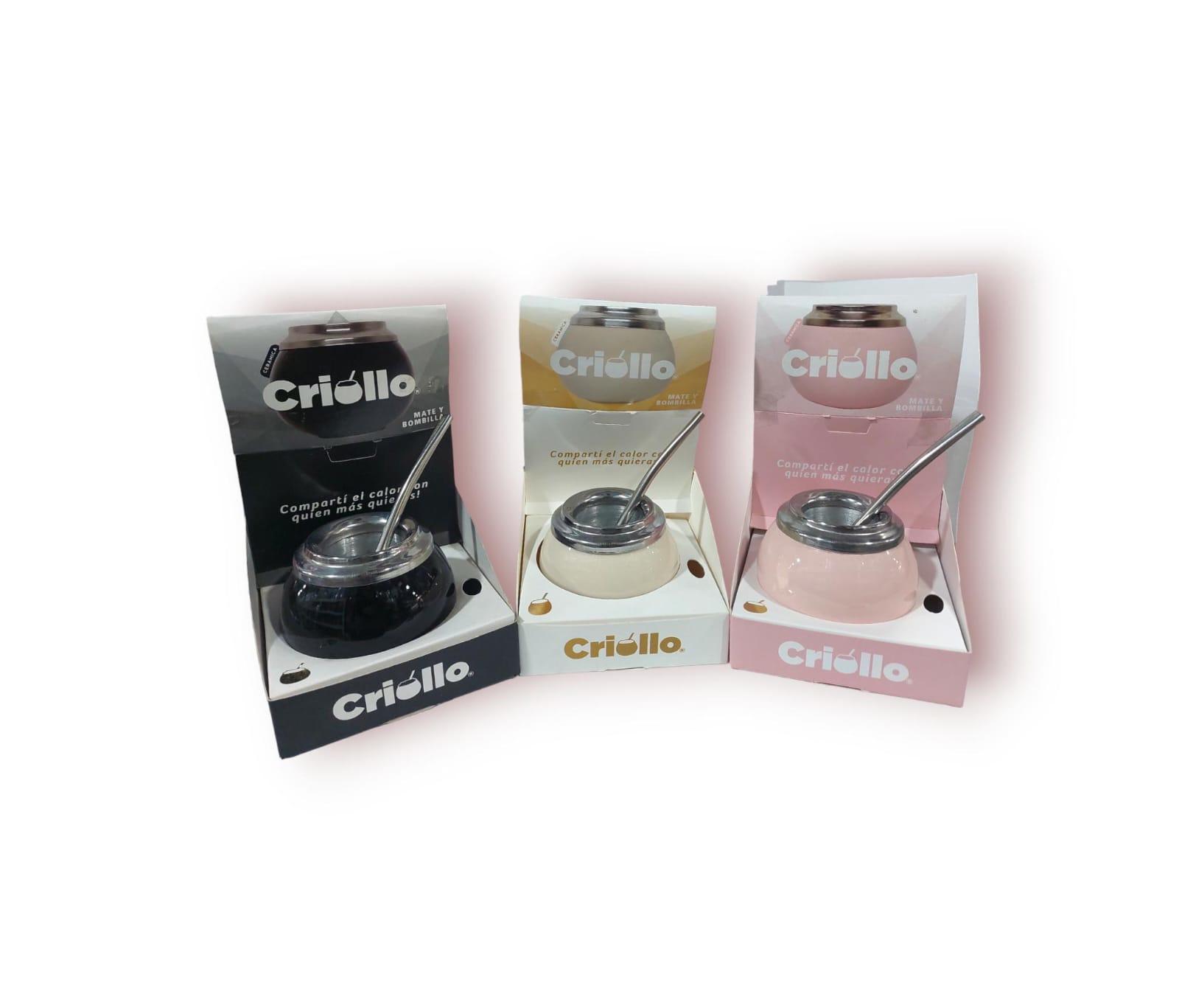 MATE DE CERAMICA CRIOLLO CON BOMBILLA EN CAJA