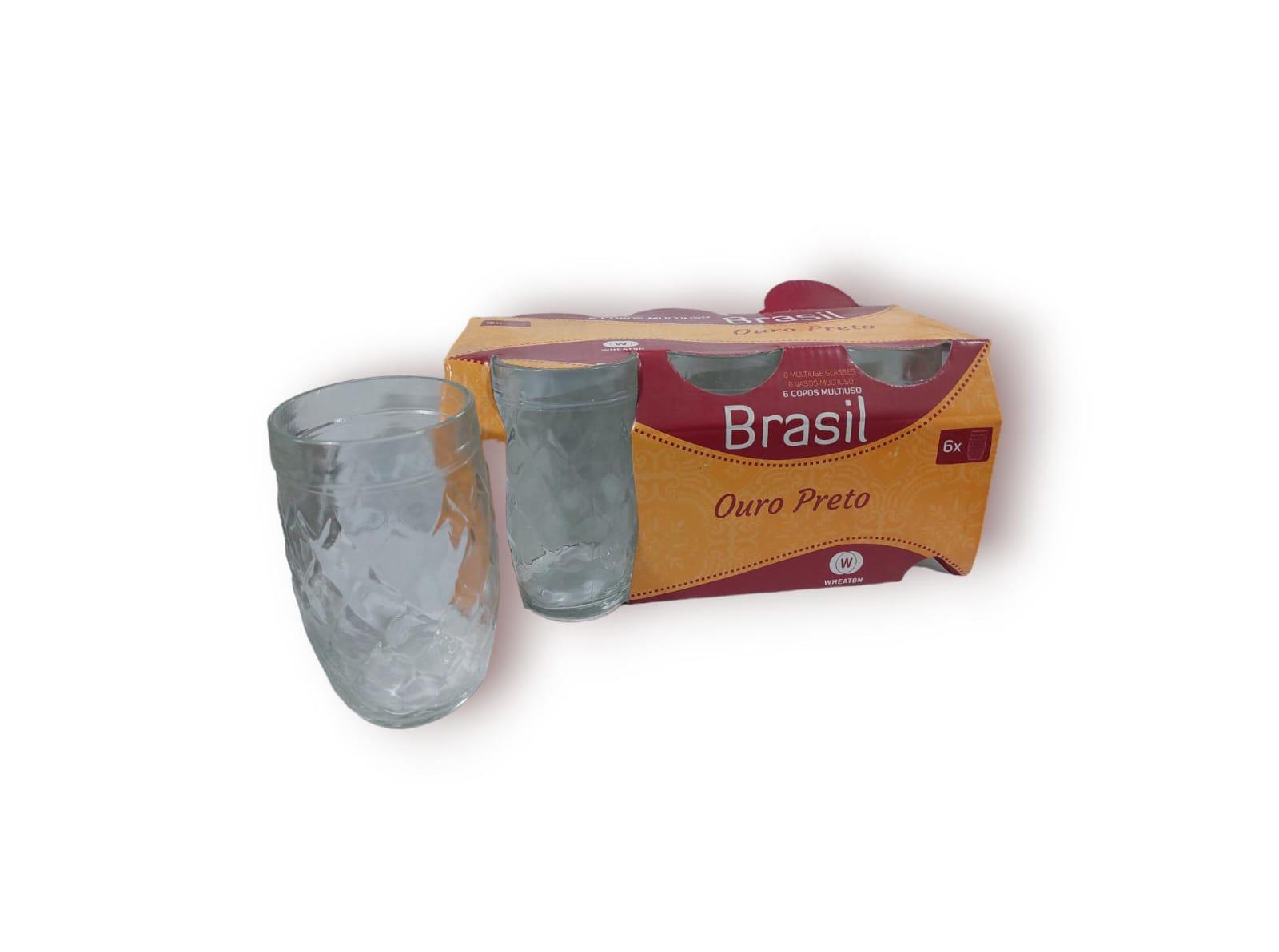 VASO VIDRIO BRASIL OURO PRETO X 6 UNIDADES EN CAJA