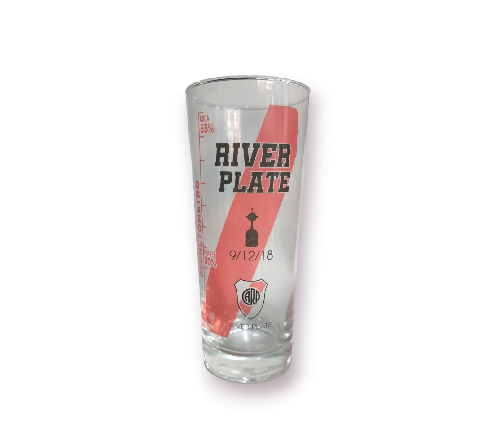 VASO VIDRIO FERNETERO CON ESTAMPA DE FUTBOL ALTO