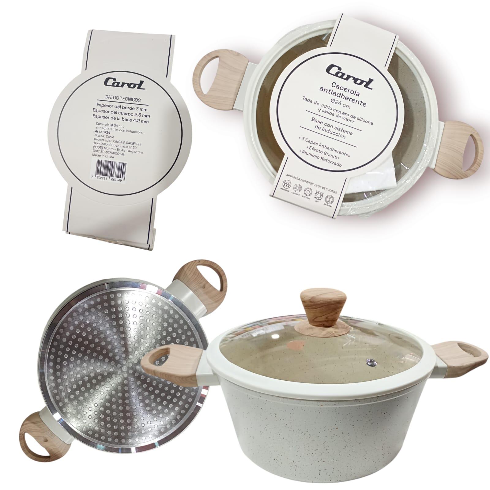 CACEROLA ANTIADHERENTE EFECTO GRANITO CAROL COLOR BEIGE N*24