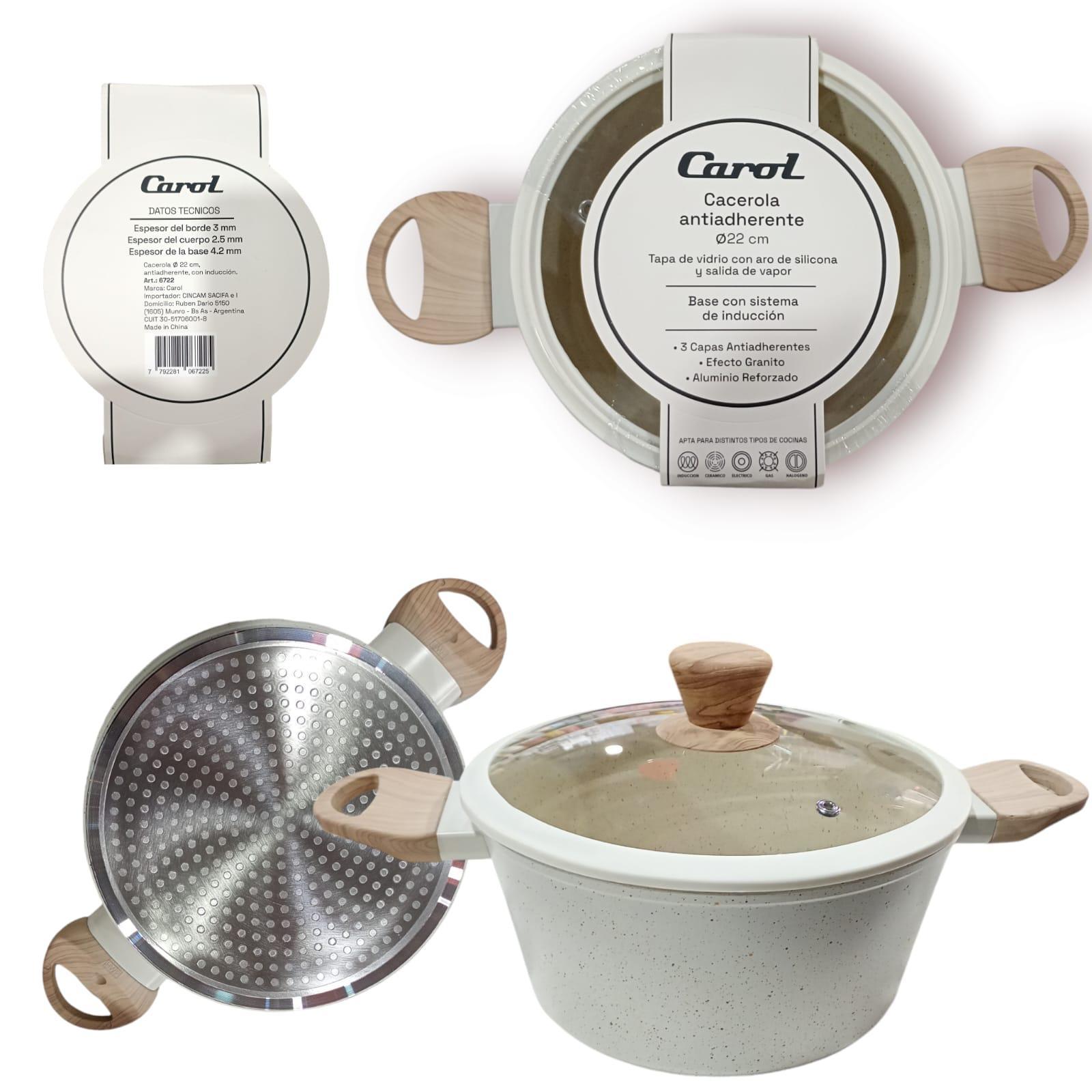 CACEROLA ANTIADHERENTE EFECTO GRANITO CAROL COLOR BEIGE N*22