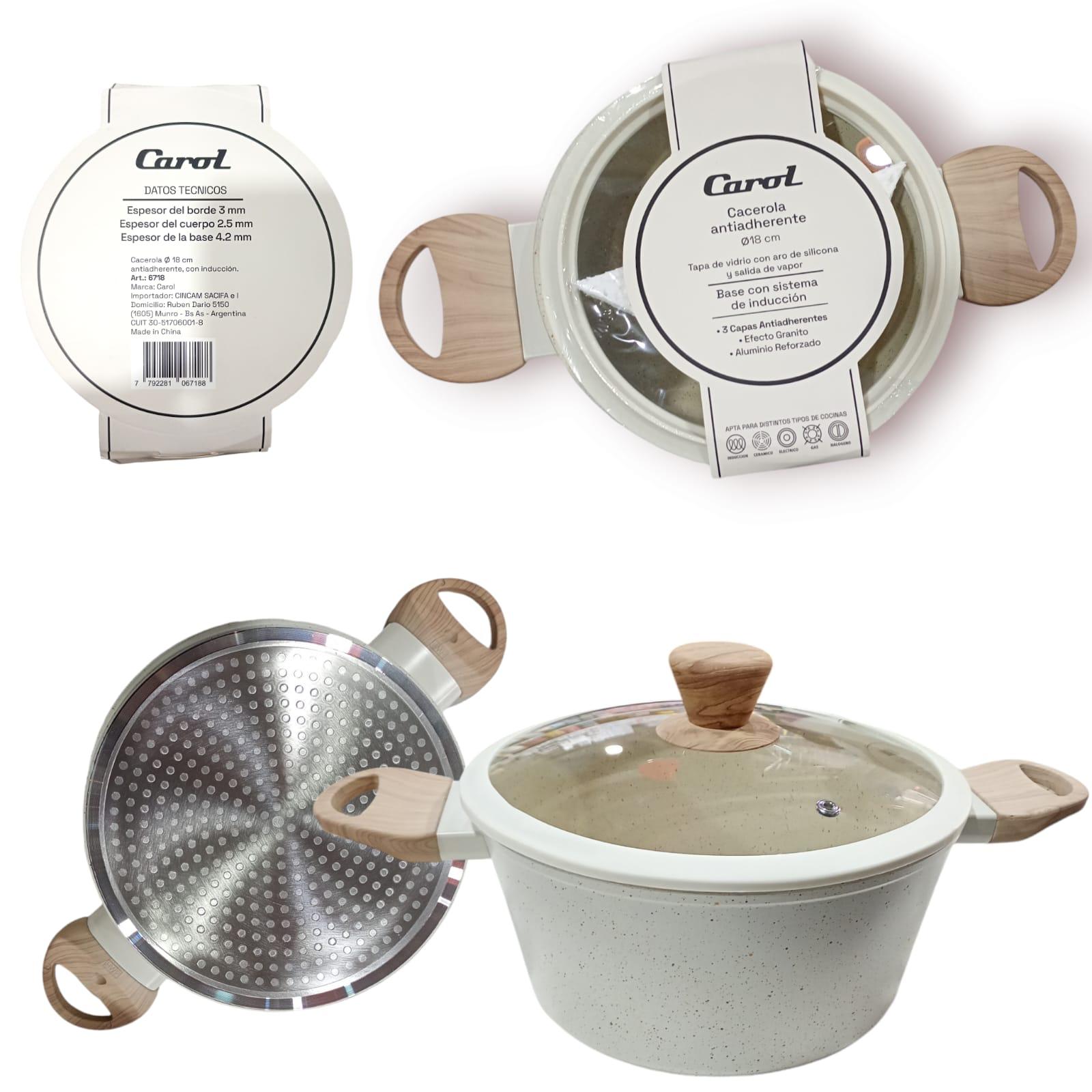 CACEROLA ANTIADHERENTE EFECTO GRANITO CAROL COLOR BEIGE N*18