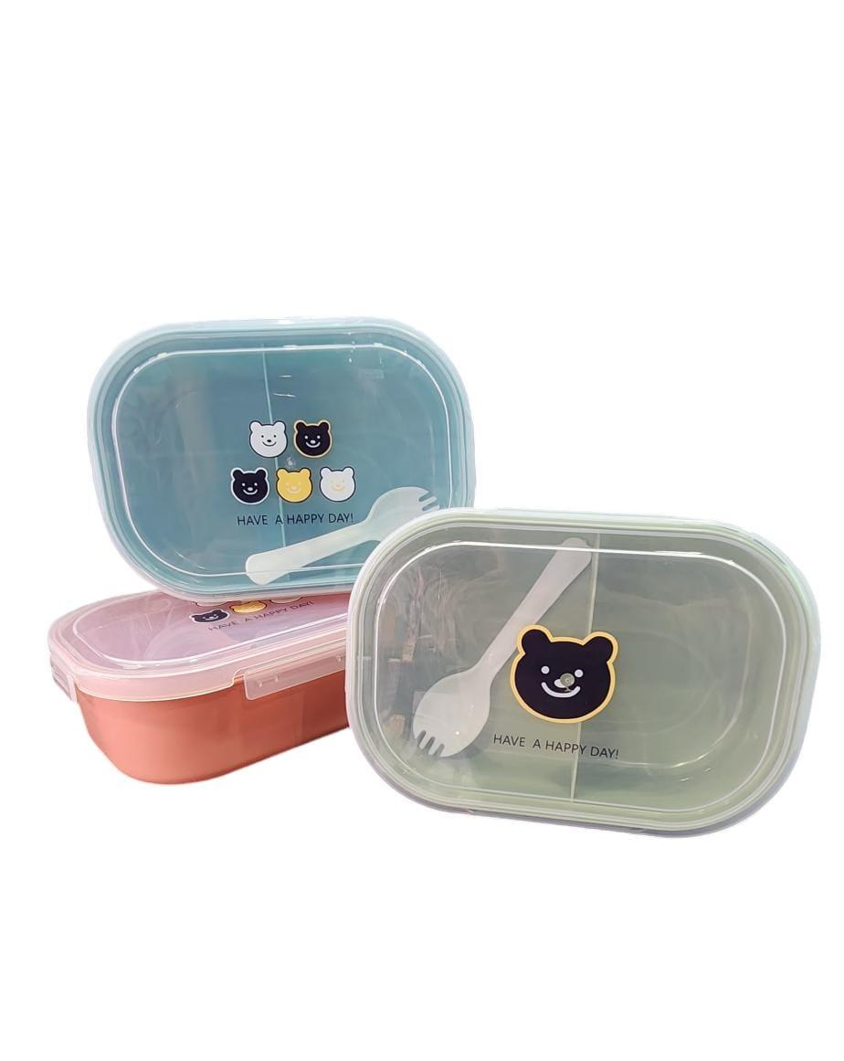 TUPPER HERMETICO ESTILO LUNCHERA CON CUBIERTOS PLASTICA RECTANGULAR