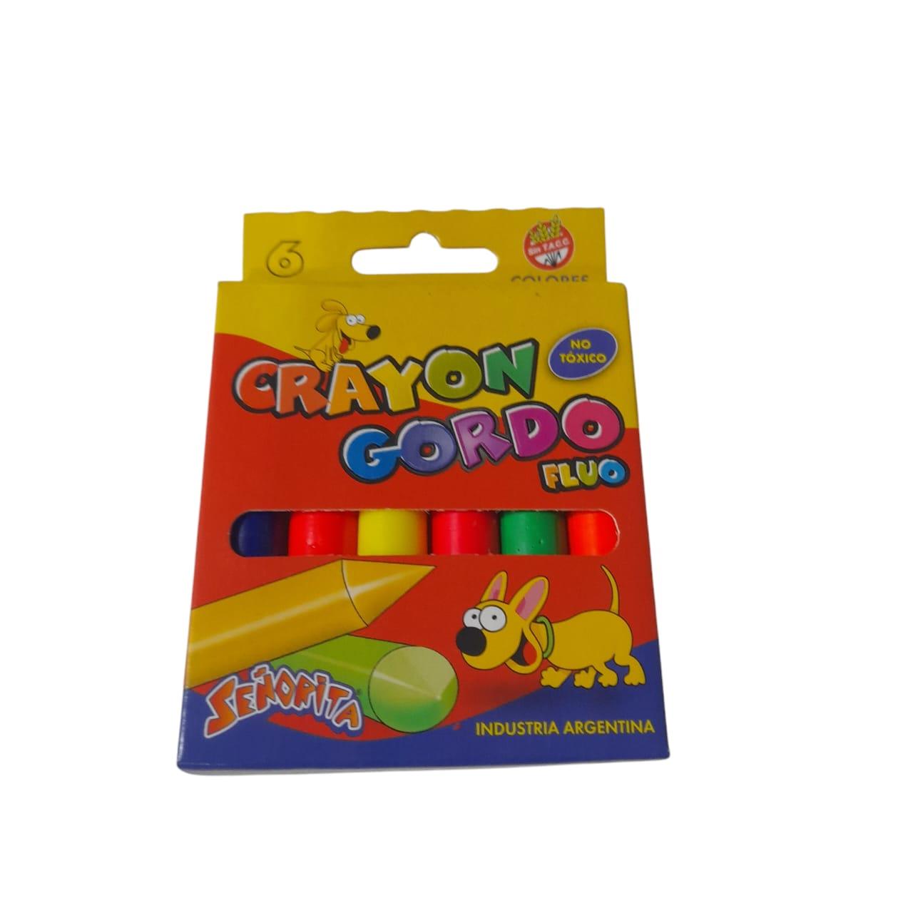 CRAYONES GRUESO FLUO X 6 UNIDADES