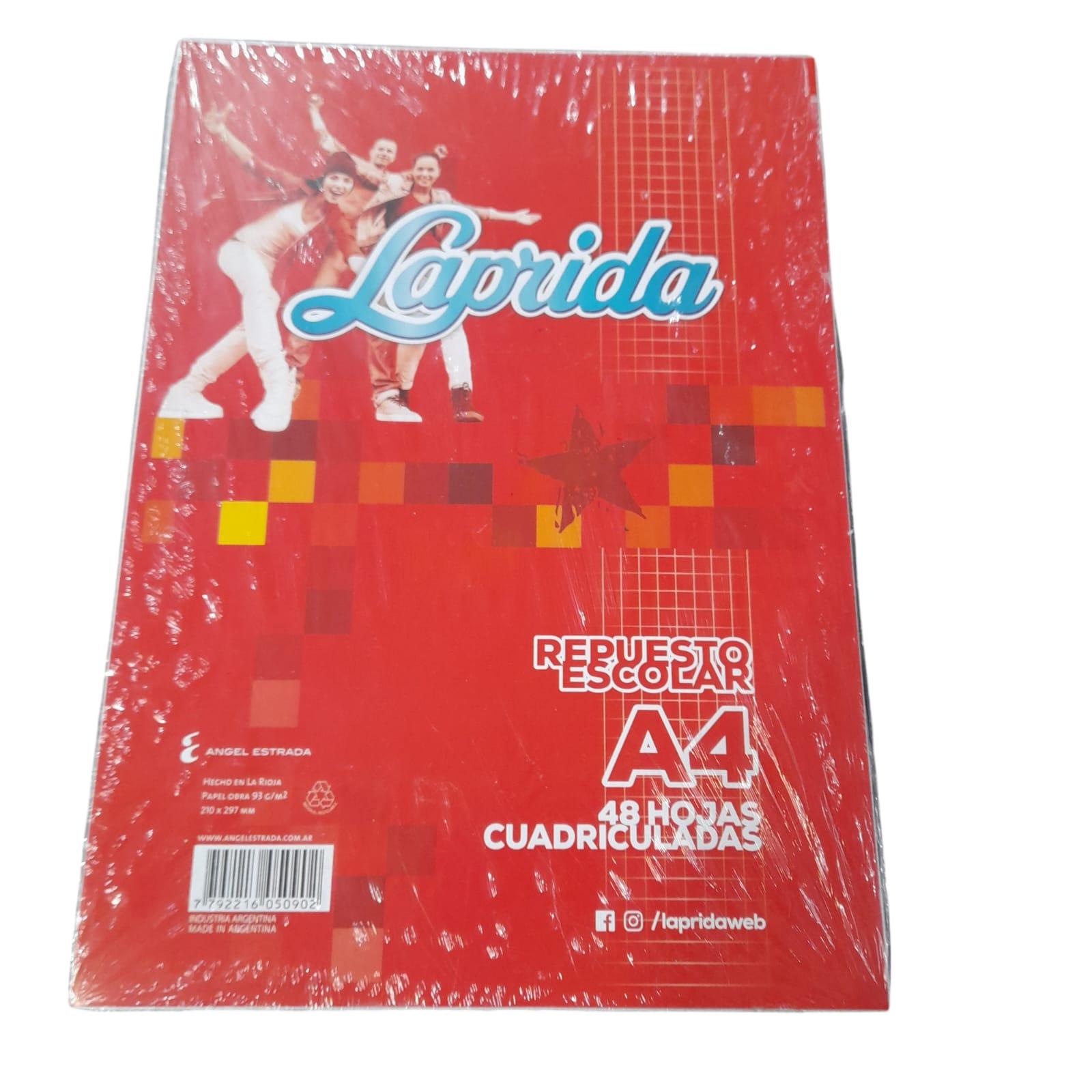 REPUESTO DE HOJAS A4 X 48 HOJAS CUADRICULADAS LAPRIDA