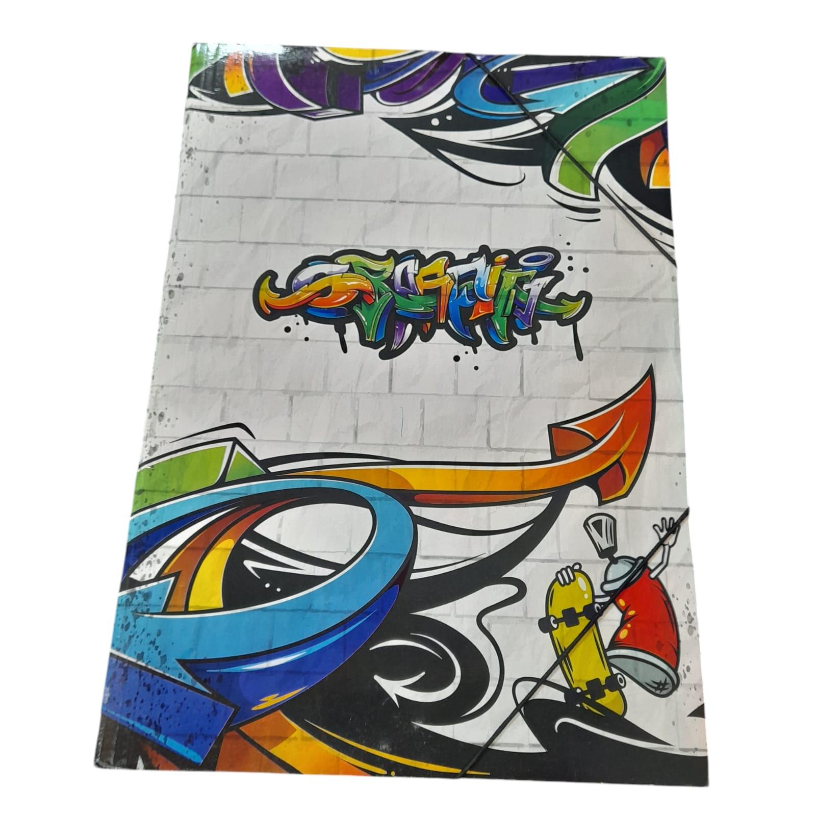 CARPETA 3 SOLAPAS ESTAMPADA CON ELASTICO 