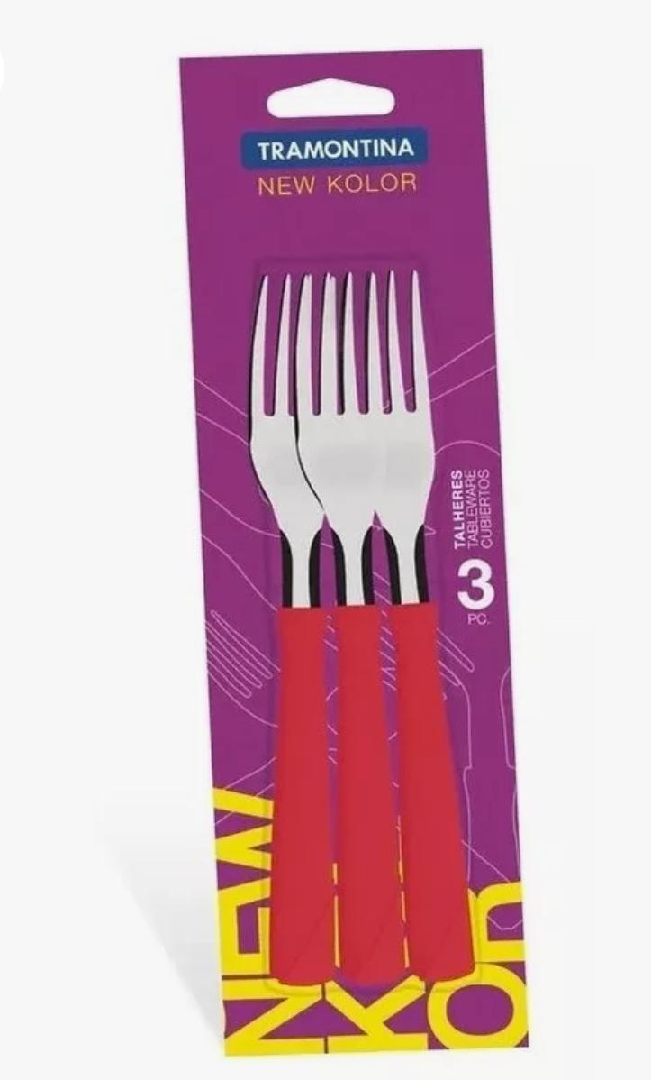 TENEDOR TRAMONTINA X 3 UNIDADES ROJO NEWKOLOR