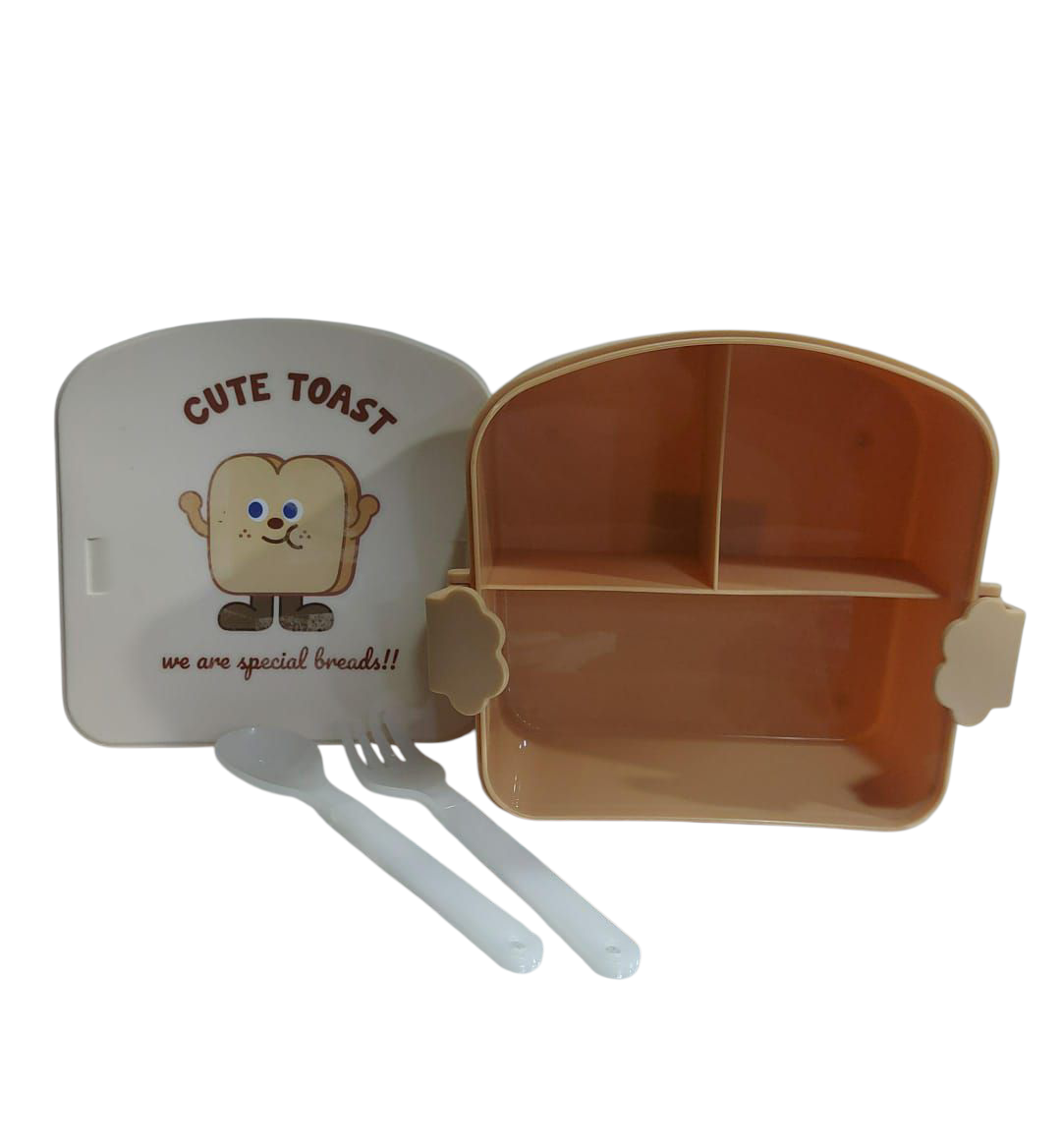 TUPPER HERMETICO ESTILO LUNCHERA CON DIVISION +CUBIERTOS INFANTIL